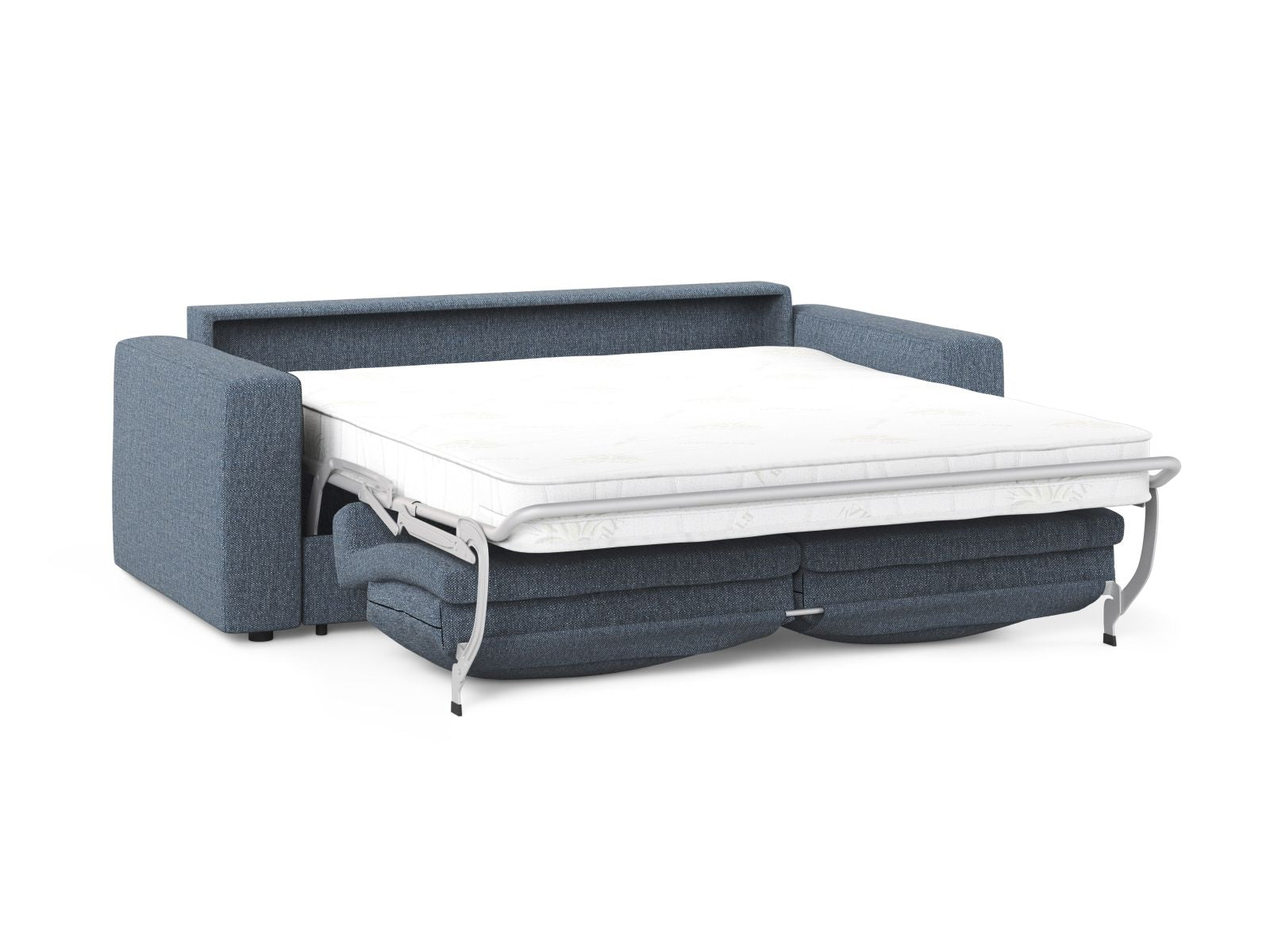 Elegantes 3-Sitzer Sofa Grena in edlem Blau, ideal für gemütliche Stunden und als praktisches Schlafsofa für Übernachtungsgäste.