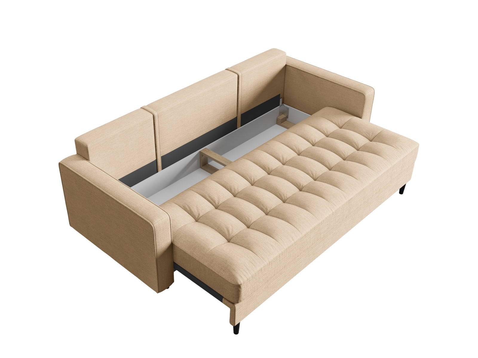 Beige 3-Sitzer Sofa Aspen von Cosmopolitan Design, multifunktional mit Schlaffunktion und integriertem Stauraum für optimalen Platz. Ideal für jedes Wohnzimmer.