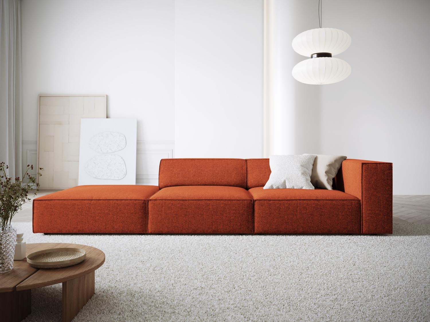 Arendal Sofa links 4 Sitzer in Terracotta präsentiert im Onlineshop von KAQTU Design AG. L-Sofa links ist von Cosmopolitan Design