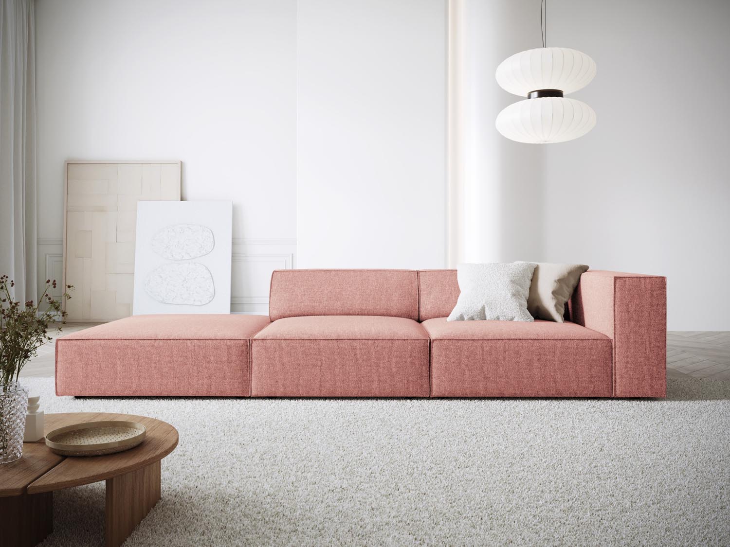 Arendal Sofa links 4 Sitzer in Pink präsentiert im Onlineshop von KAQTU Design AG. L-Sofa links ist von Cosmopolitan Design