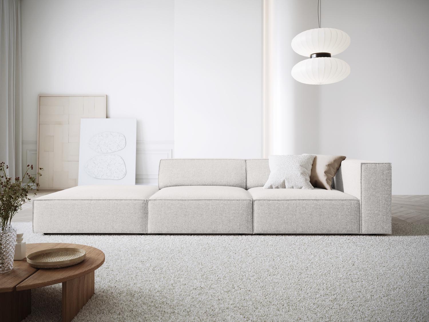 Arendal Sofa links 4 Sitzer in Light Grey präsentiert im Onlineshop von KAQTU Design AG. L-Sofa links ist von Cosmopolitan Design