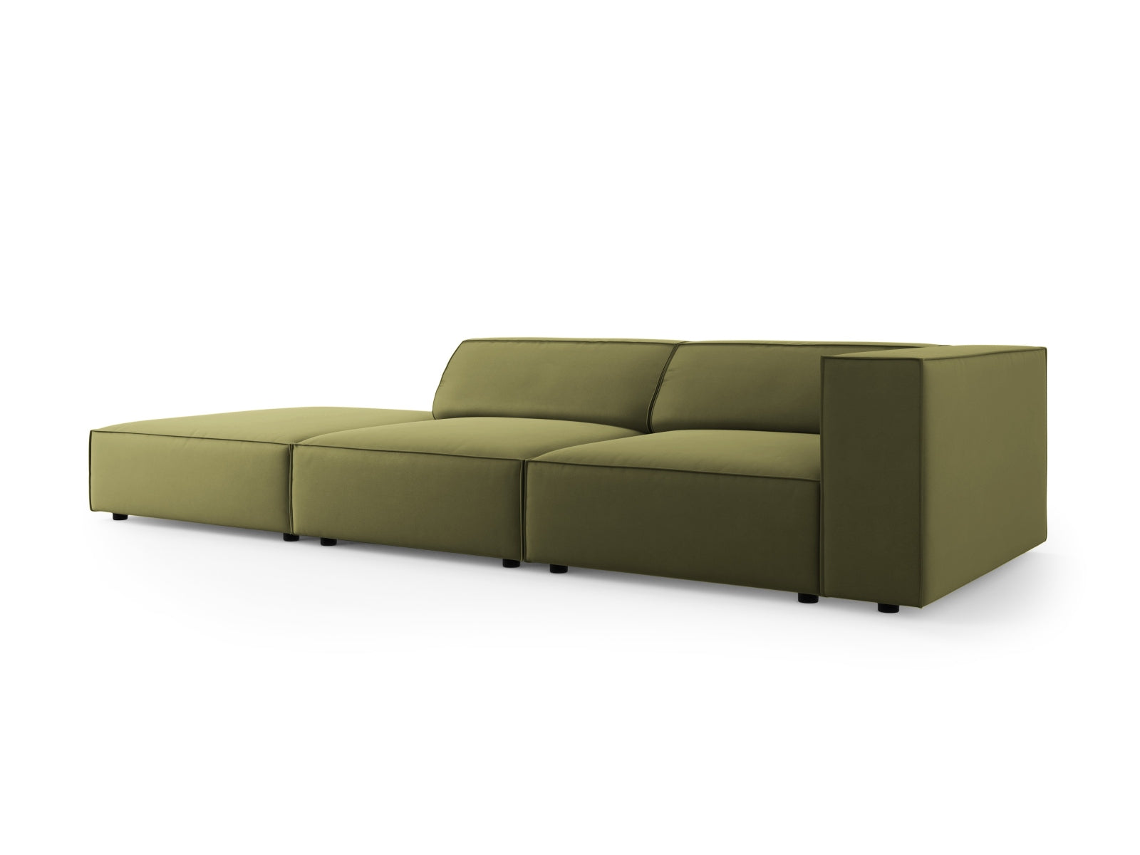 Arendal Velour Sofa links 4 Sitzer in Light Green präsentiert im Onlineshop von KAQTU Design AG. L-Sofa links ist von Cosmopolitan Design