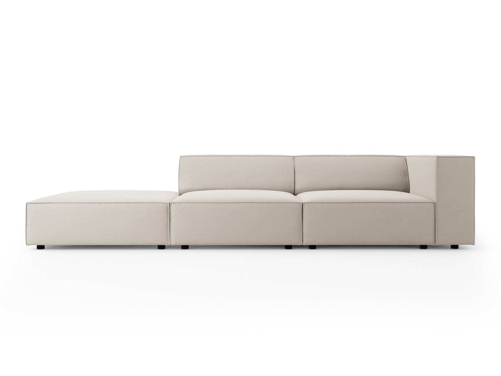Arendal Velour Sofa links 4 Sitzer in Ecru präsentiert im Onlineshop von KAQTU Design AG. L-Sofa links ist von Cosmopolitan Design