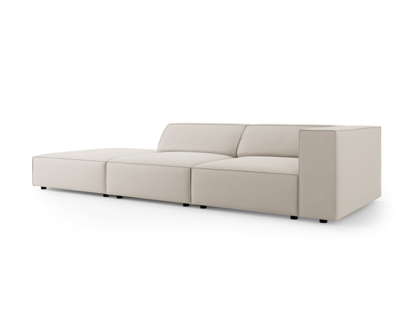 Arendal Velour Sofa links 4 Sitzer in Ecru präsentiert im Onlineshop von KAQTU Design AG. L-Sofa links ist von Cosmopolitan Design