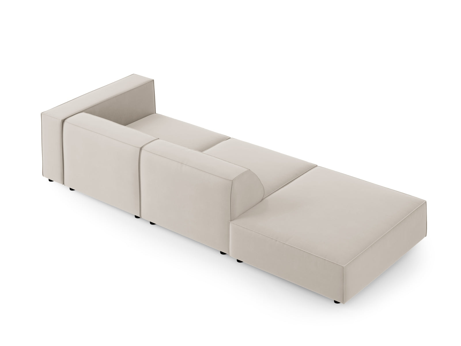 Arendal Velour Sofa links 4 Sitzer in Ecru präsentiert im Onlineshop von KAQTU Design AG. L-Sofa links ist von Cosmopolitan Design