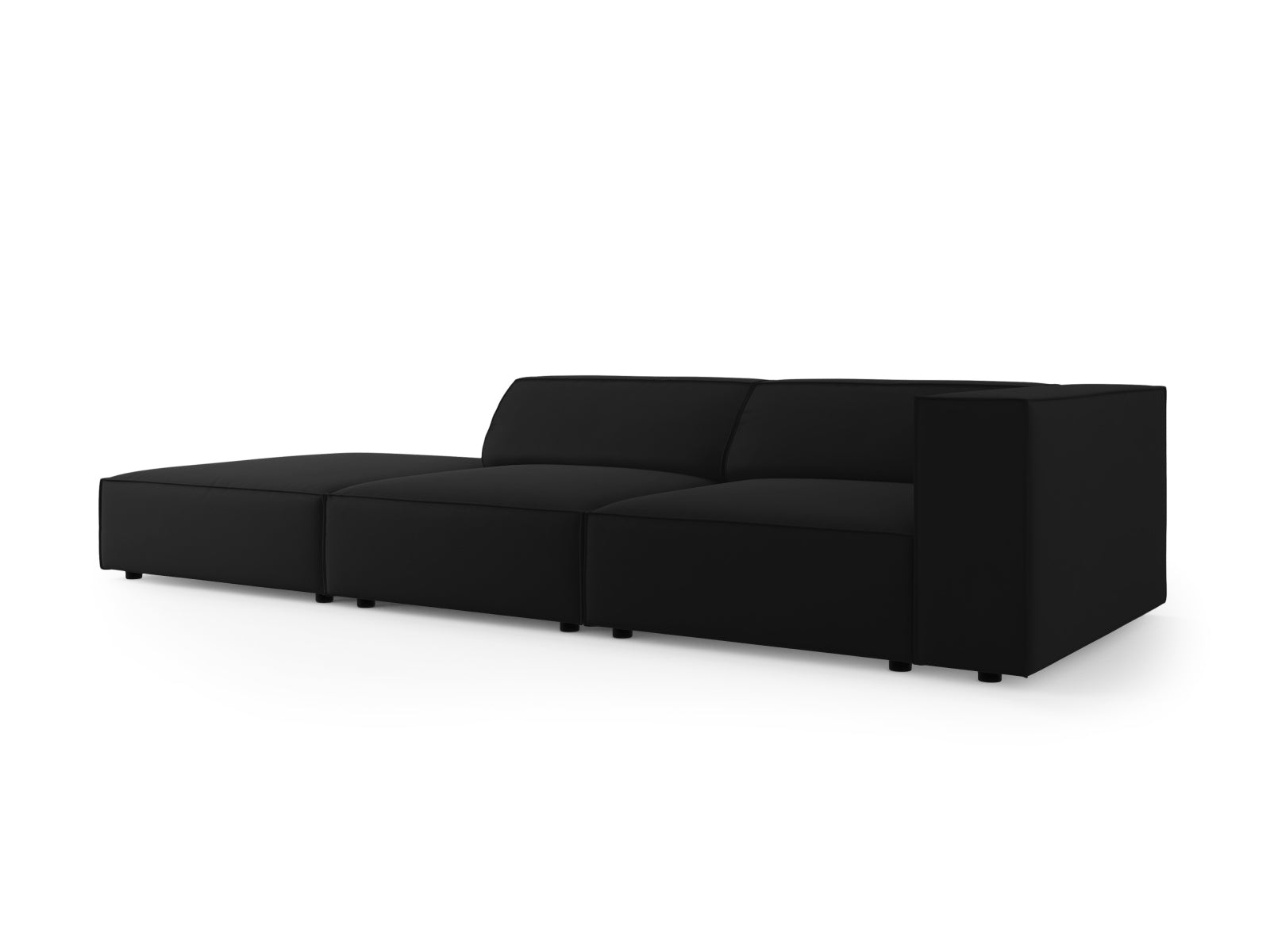 Arendal Velour Sofa links 4 Sitzer in Black präsentiert im Onlineshop von KAQTU Design AG. L-Sofa links ist von Cosmopolitan Design