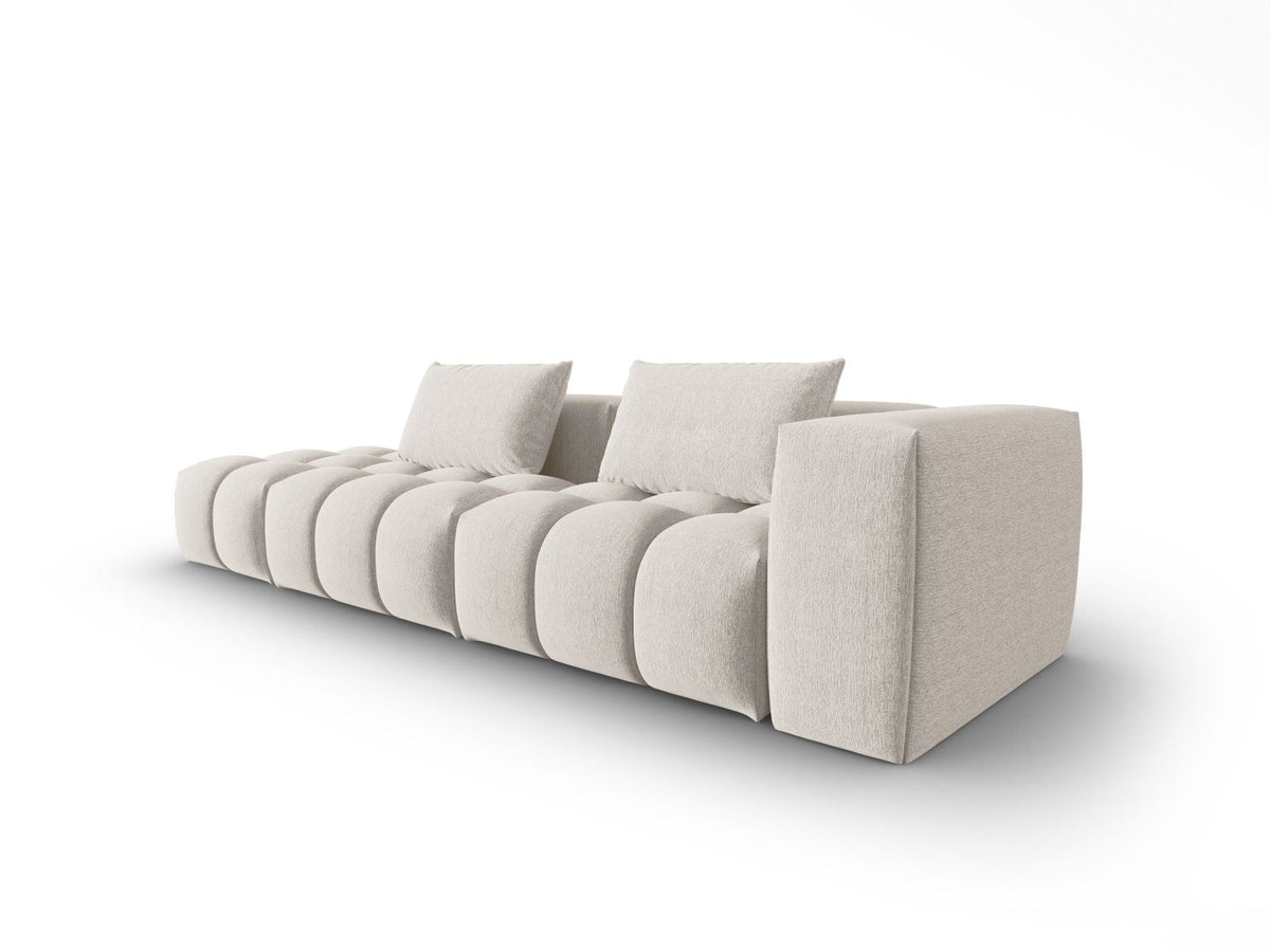 Modulares 4er Sofa Verona von Cosmopolitan Design in Beige-Sorella Stoff mit schwarzen Kunststoffbeinen und geradliniger Form