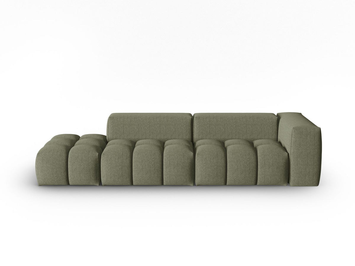 Modulares 4er Sofa Verona von Cosmopolitan Design in Beige-Sorella Stoff mit schwarzen Kunststoffbeinen und geradliniger Form