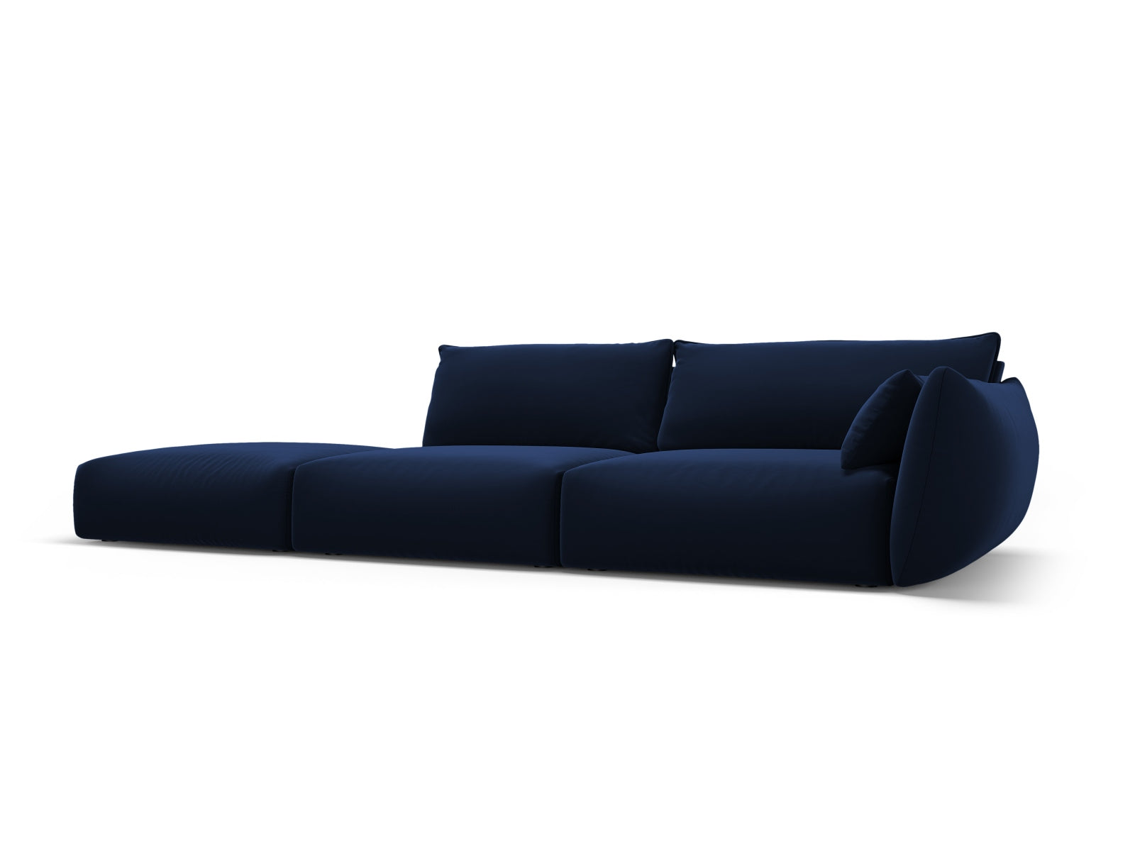 Elegantes 4-Sitzer Sofa links Matera in Royal Blue, stilvoll und modern, ideal für jedes Wohnzimmer, erhältlich bei KAQTU Design AG.