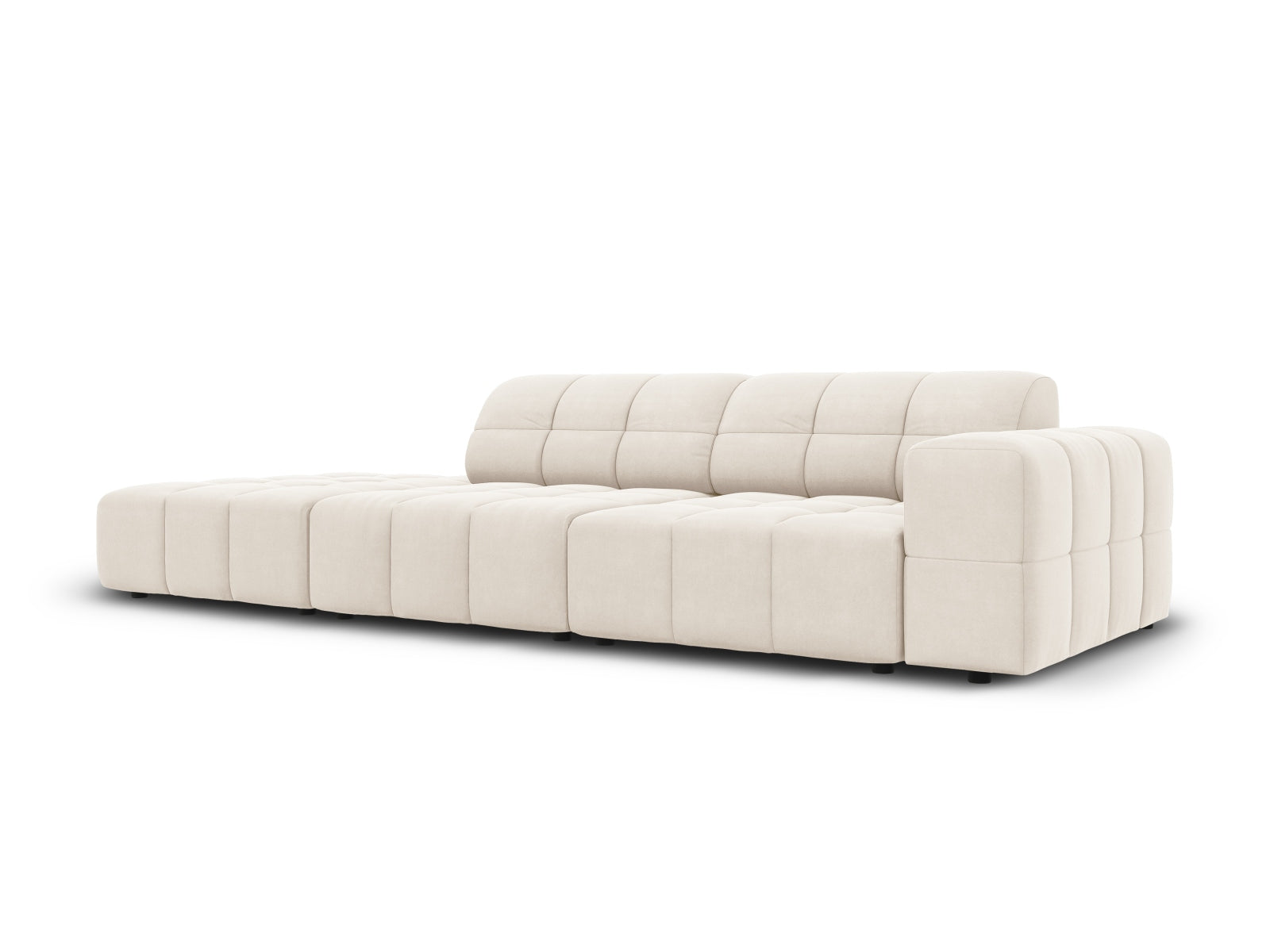 Chicago Velour Sofa links 3 Sitzer 102cm in Light Beige präsentiert im Onlineshop von KAQTU Design AG. L-Sofa links ist von Cosmopolitan Design