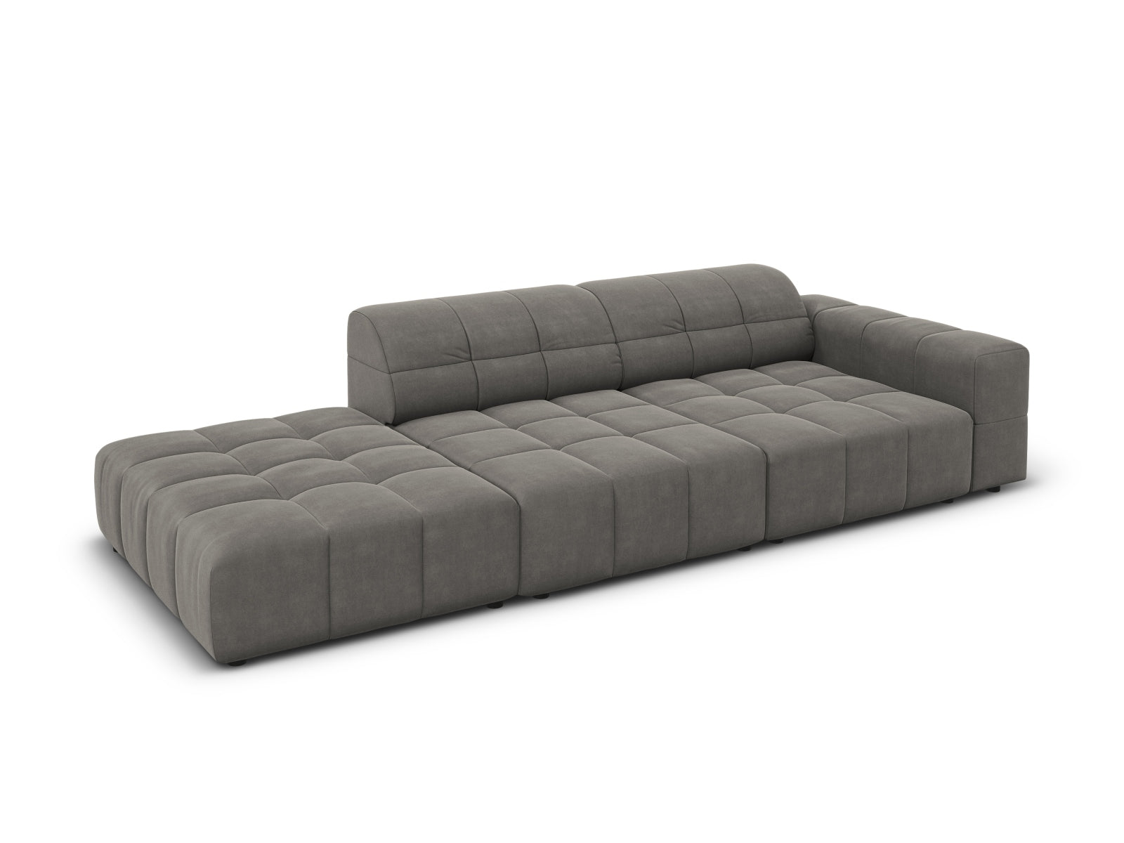 Chicago Velour Sofa links 3 Sitzer 102cm in Light Grey präsentiert im Onlineshop von KAQTU Design AG. L-Sofa links ist von Cosmopolitan Design