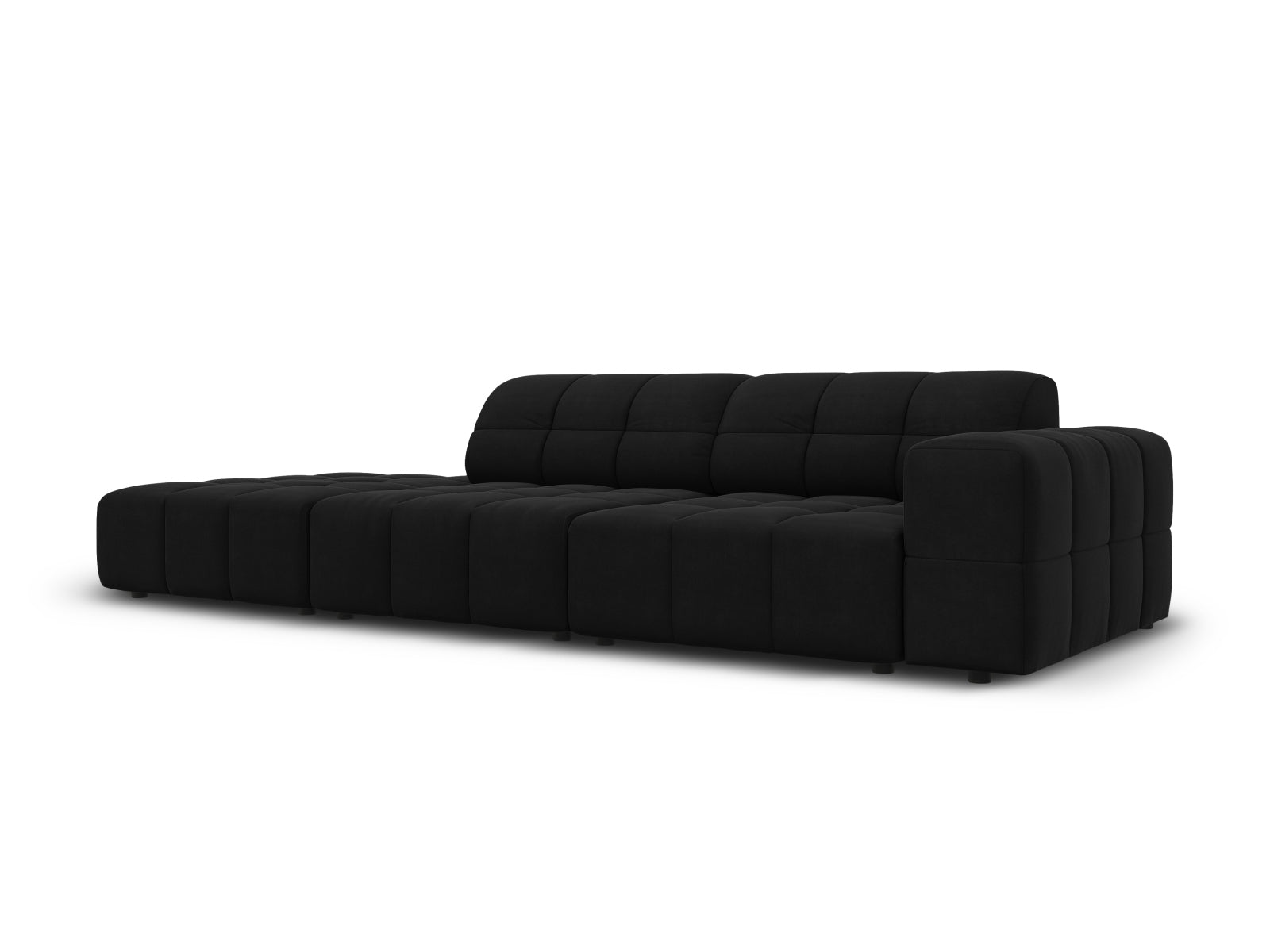 Chicago Velour Sofa links 3 Sitzer 102cm in Black präsentiert im Onlineshop von KAQTU Design AG. L-Sofa links ist von Cosmopolitan Design
