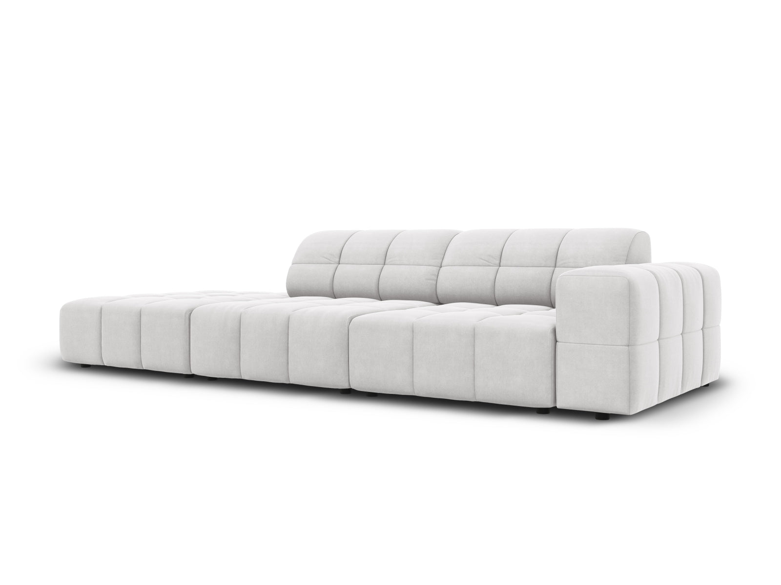 Chicago Velour Sofa links 3 Sitzer 102cm in Silver präsentiert im Onlineshop von KAQTU Design AG. L-Sofa links ist von Cosmopolitan Design