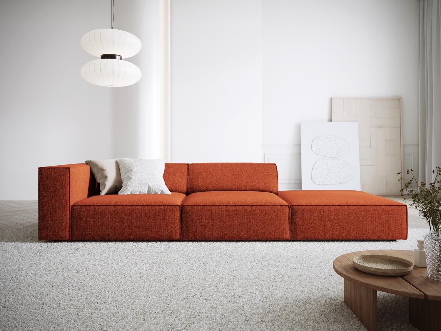 Arendal Sofa rechts 4 Sitzer in Terracotta präsentiert im Onlineshop von KAQTU Design AG. L-Sofa rechts ist von Cosmopolitan Design