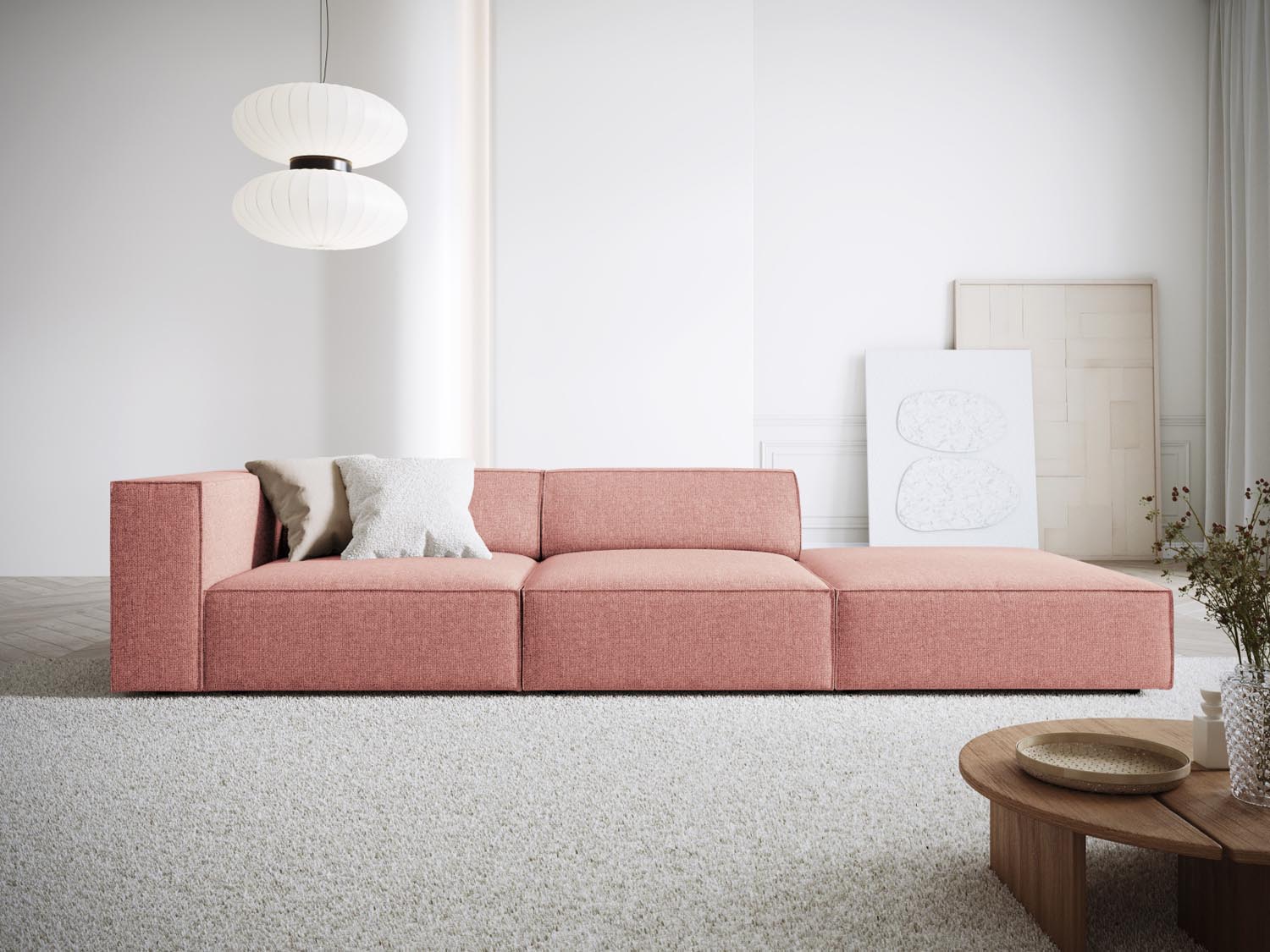Arendal Sofa rechts 4 Sitzer in Pink präsentiert im Onlineshop von KAQTU Design AG. L-Sofa rechts ist von Cosmopolitan Design