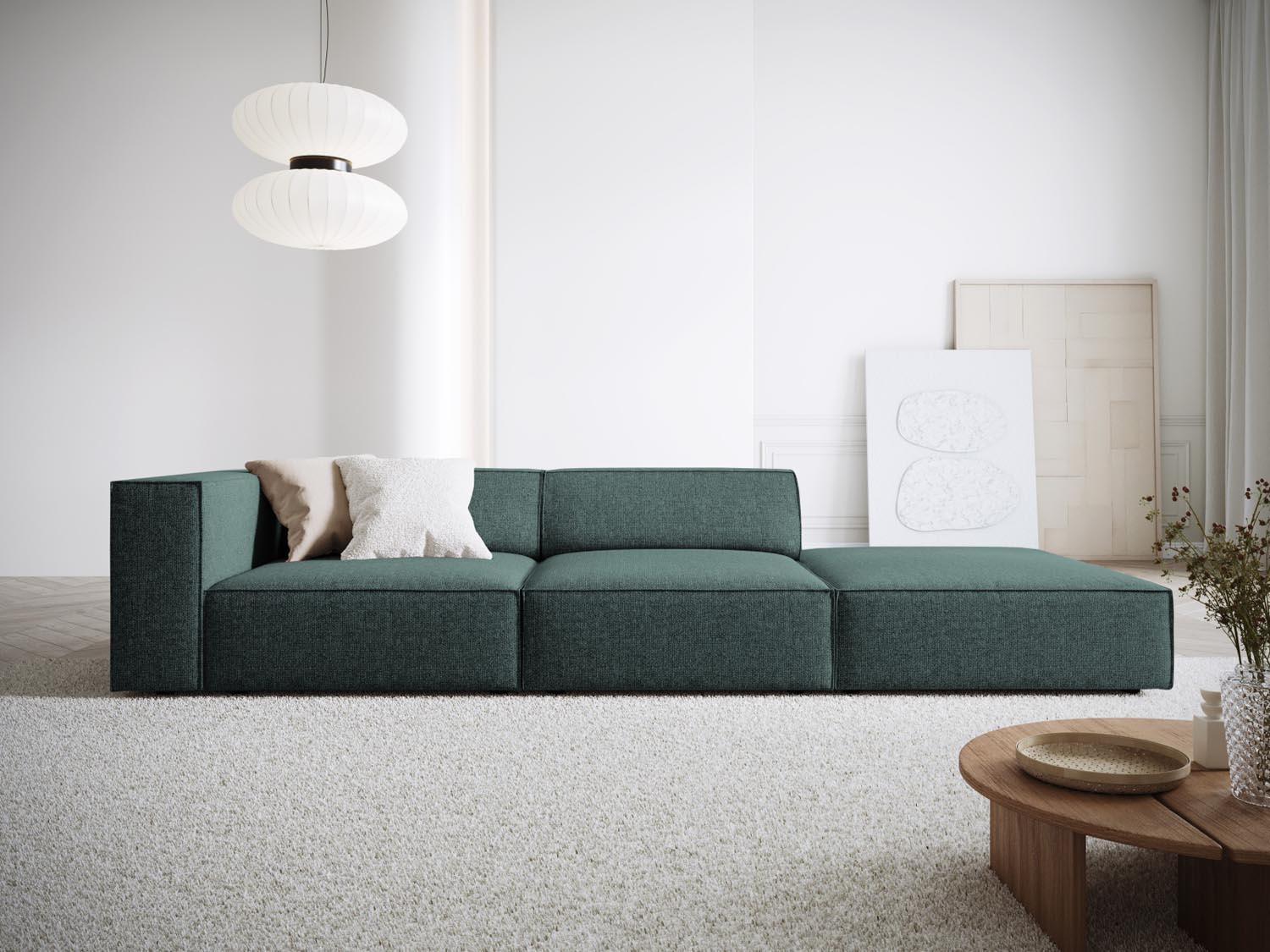 Arendal Sofa rechts 4 Sitzer in Petrol präsentiert im Onlineshop von KAQTU Design AG. L-Sofa rechts ist von Cosmopolitan Design