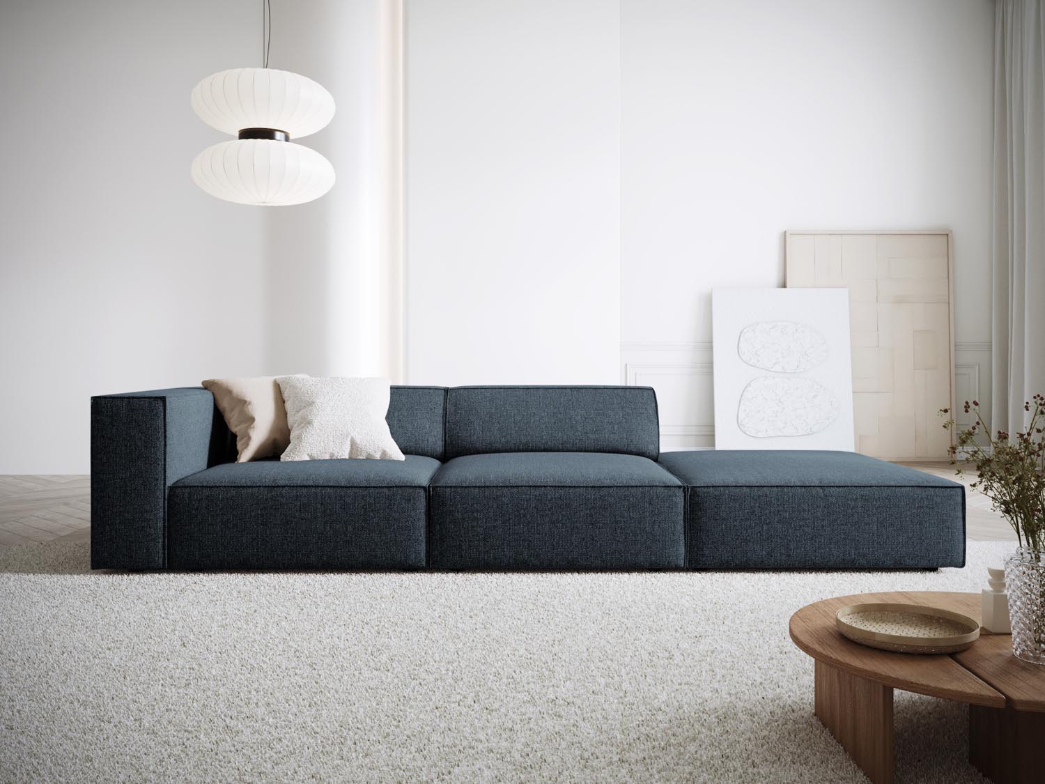 Arendal Sofa rechts 4 Sitzer in Royal Blue präsentiert im Onlineshop von KAQTU Design AG. L-Sofa rechts ist von Cosmopolitan Design