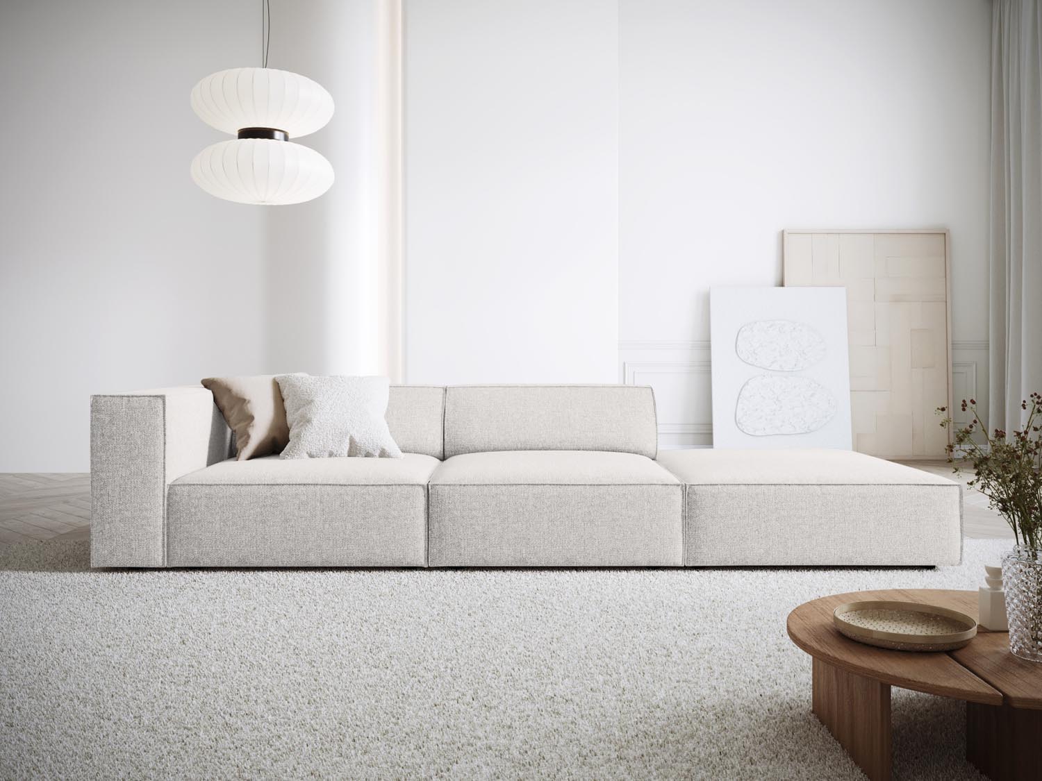 Arendal Sofa rechts 4 Sitzer in Light Grey präsentiert im Onlineshop von KAQTU Design AG. L-Sofa rechts ist von Cosmopolitan Design