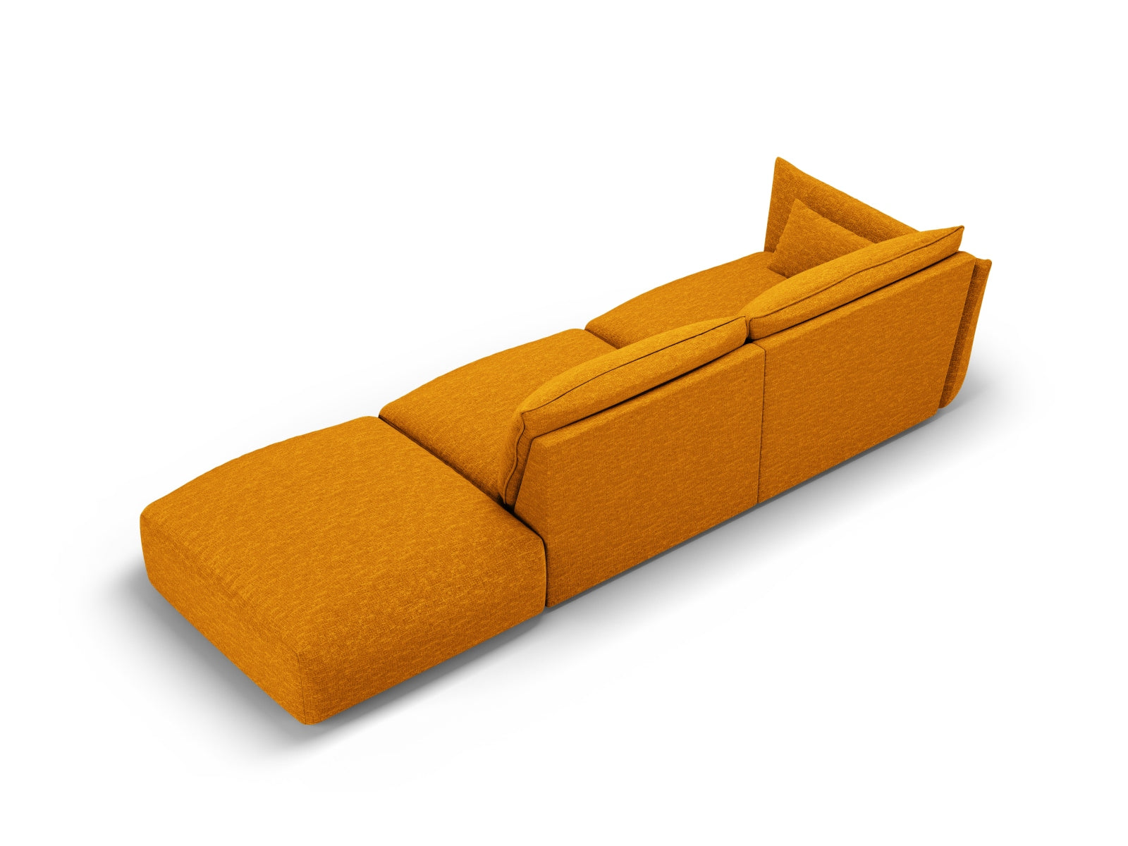 Elegantes 4-Sitzer Sofa rechts Matera in strahlendem Gelb, ideal für stilvolle Wohnräume und entspannte Abende, erhältlich bei KAQTU.
