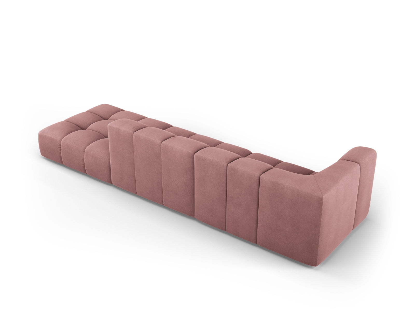 Modulares 4-Sitzer Sofa Moritz in stilvollem Pink-Rebel, perfekt für zeitgemäße Wohnkonzepte und gemütliche Entspannung.