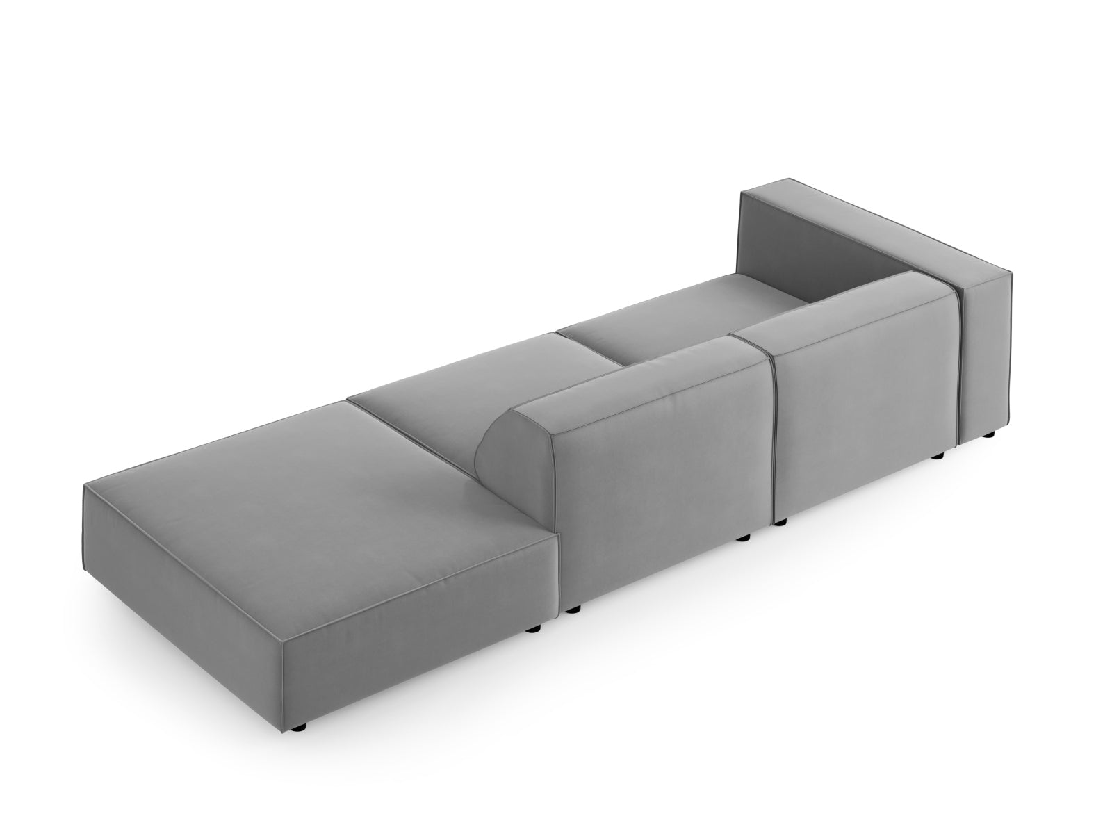 Arendal Velour Sofa rechts 4 Sitzer in Light Grey präsentiert im Onlineshop von KAQTU Design AG. L-Sofa rechts ist von Cosmopolitan Design