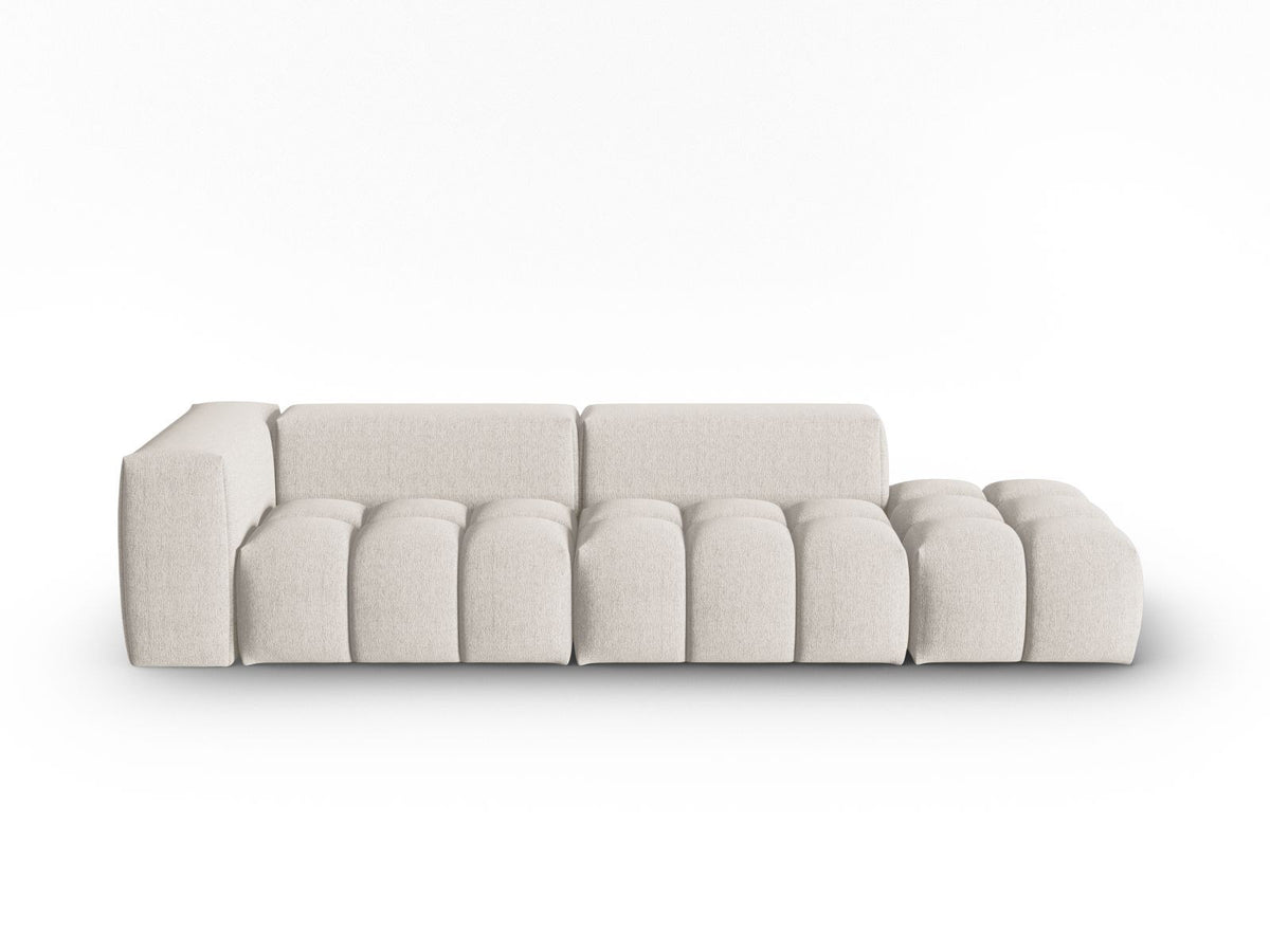 Modulares 4er Sofa Verona Rechts von Cosmopolitan Design in Beige mit Sorella-Strukturstoff, Massivholzrahmen und schwarzen Kunststoffbeinen.