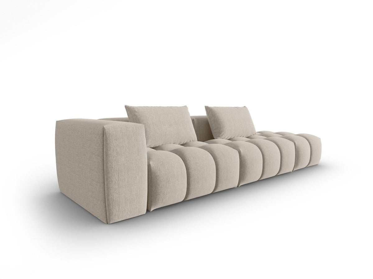 Modulares 4er Sofa Verona Rechts von Cosmopolitan Design in Beige mit Sorella-Strukturstoff, Massivholzrahmen und schwarzen Kunststoffbeinen.