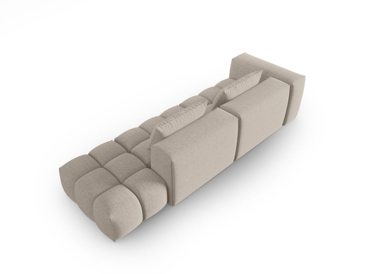 Modulares 4er Sofa Verona Rechts von Cosmopolitan Design in Beige mit Sorella-Strukturstoff, Massivholzrahmen und schwarzen Kunststoffbeinen.