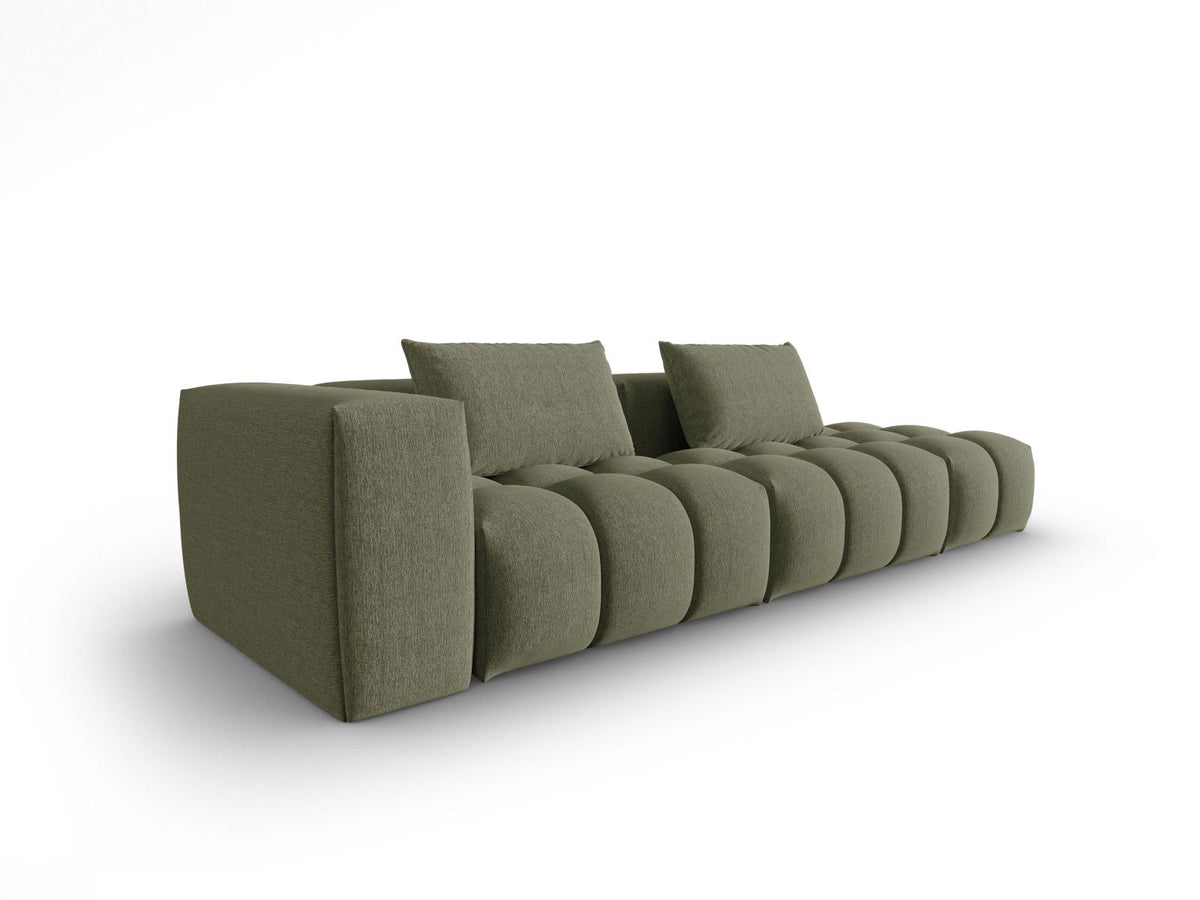 Modulares 4er Sofa Verona Rechts von Cosmopolitan Design in Beige mit Sorella-Strukturstoff, Massivholzrahmen und schwarzen Kunststoffbeinen.