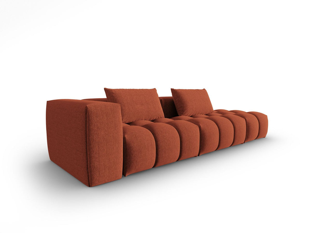 Modulares 4er Sofa Verona Rechts von Cosmopolitan Design in Beige mit Sorella-Strukturstoff, Massivholzrahmen und schwarzen Kunststoffbeinen.