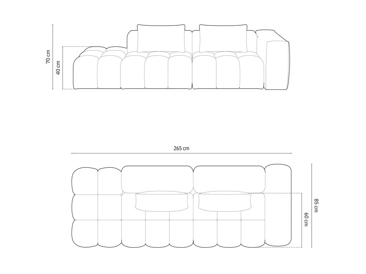 Modulares 4er Sofa Verona Rechts von Cosmopolitan Design in Beige mit Sorella-Strukturstoff, Massivholzrahmen und schwarzen Kunststoffbeinen.
