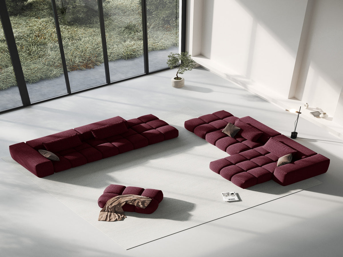 Modulares 4er Sofa Verona Rechts von Cosmopolitan Design in Beige mit Sorella-Strukturstoff, Massivholzrahmen und schwarzen Kunststoffbeinen.