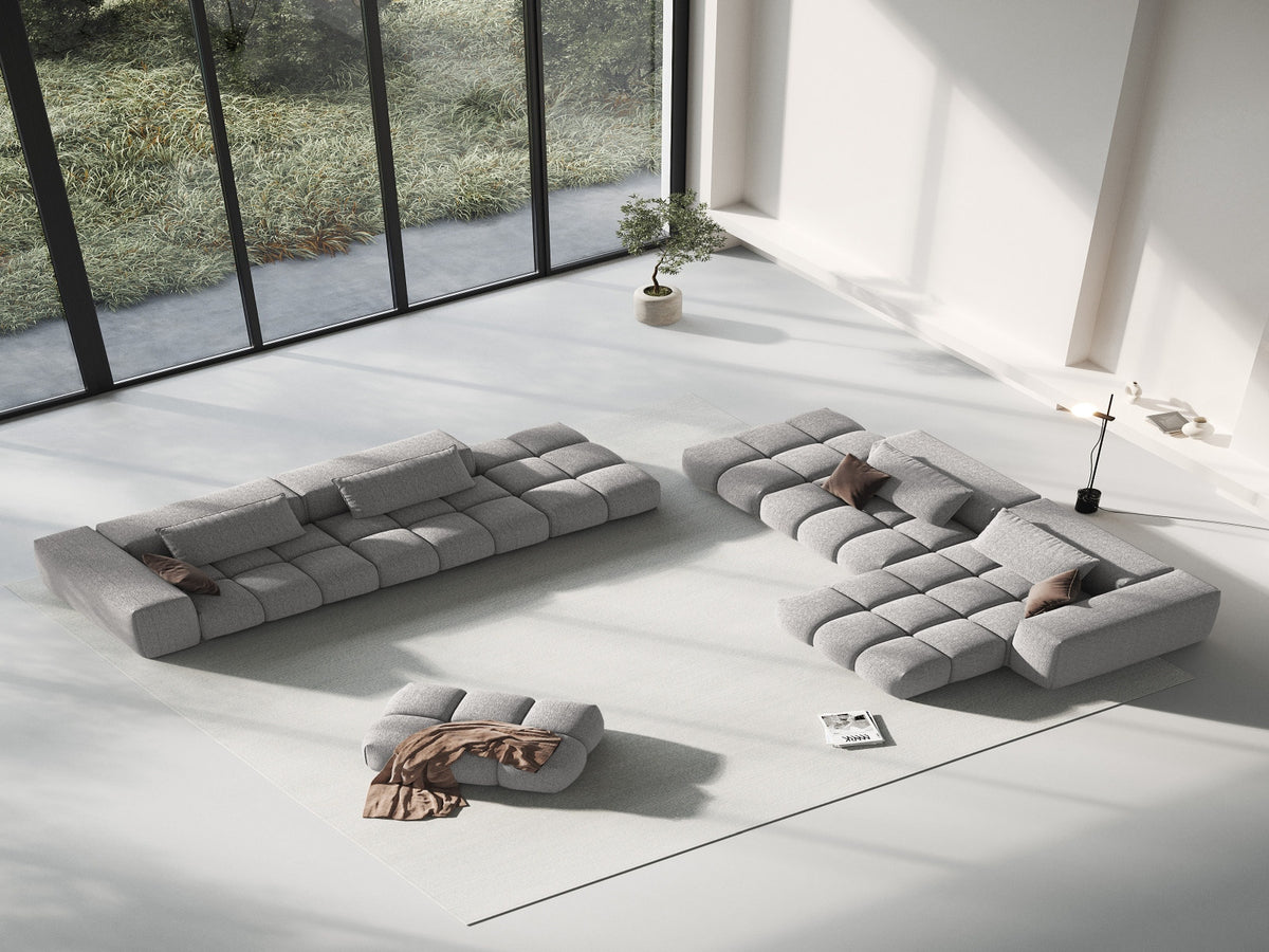 Modulares 4er Sofa Verona Rechts von Cosmopolitan Design in Beige mit Sorella-Strukturstoff, Massivholzrahmen und schwarzen Kunststoffbeinen.