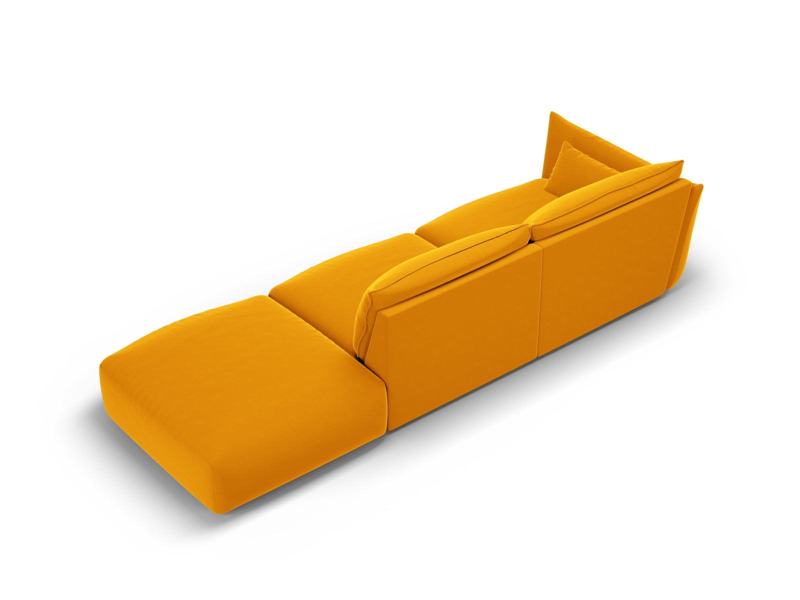 Elegantes 4-Sitzer Sofa rechts Matera in leuchtendem Gelb, ideal für einladende Wohnräume und entspannte Stunden mit Freunden.