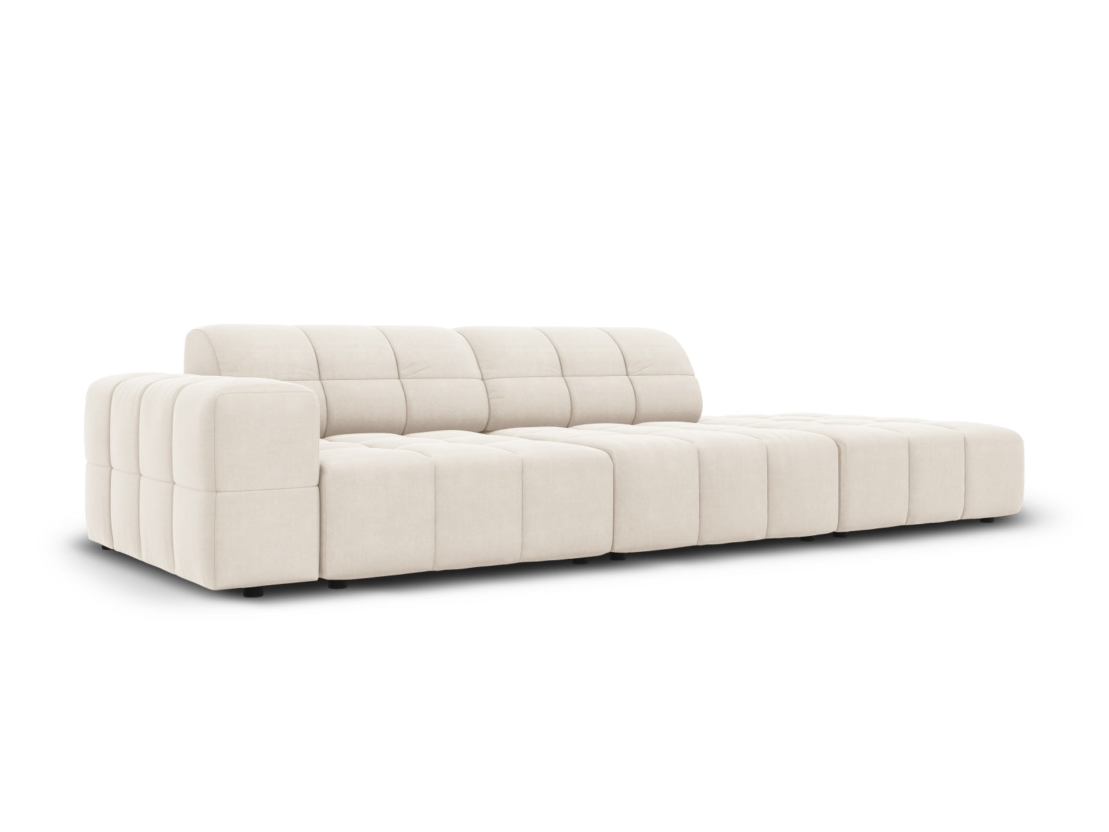 Chicago Velour Sofa rechts 3 Sitzer 102cm in Light Beige präsentiert im Onlineshop von KAQTU Design AG. L-Sofa rechts ist von Cosmopolitan Design