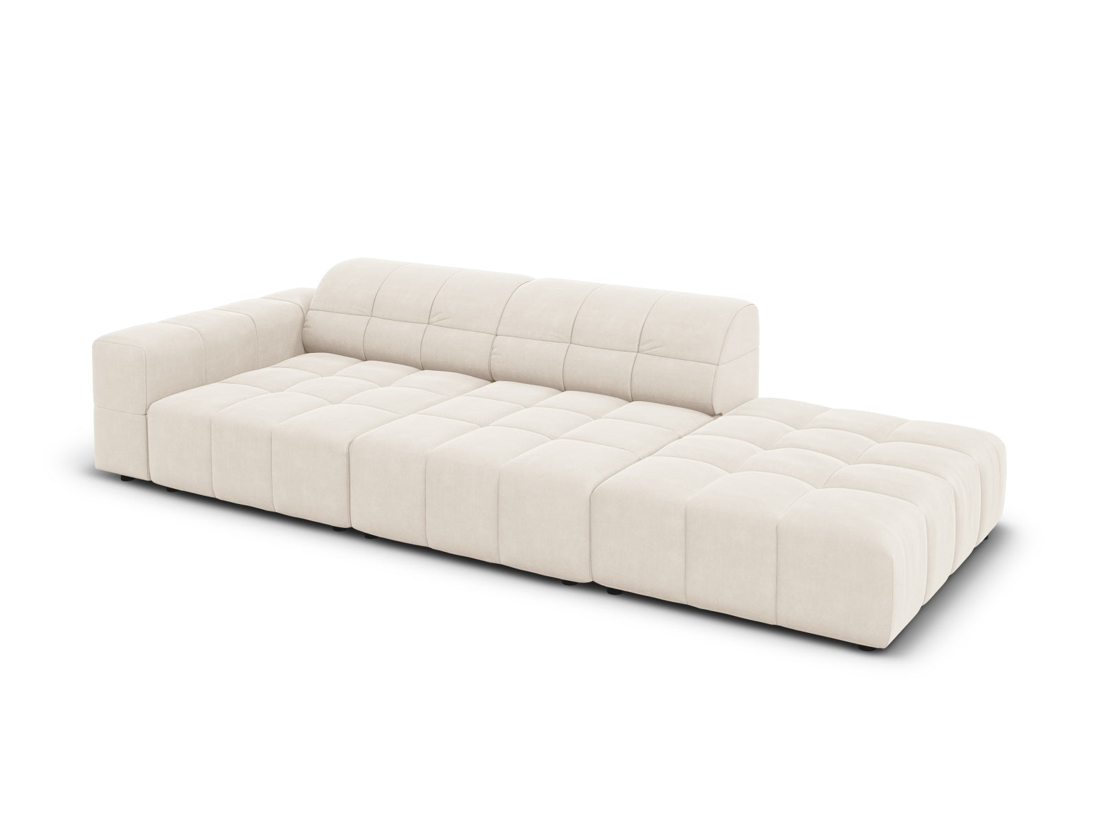 Chicago Velour Sofa rechts 3 Sitzer 102cm in Light Beige präsentiert im Onlineshop von KAQTU Design AG. L-Sofa rechts ist von Cosmopolitan Design