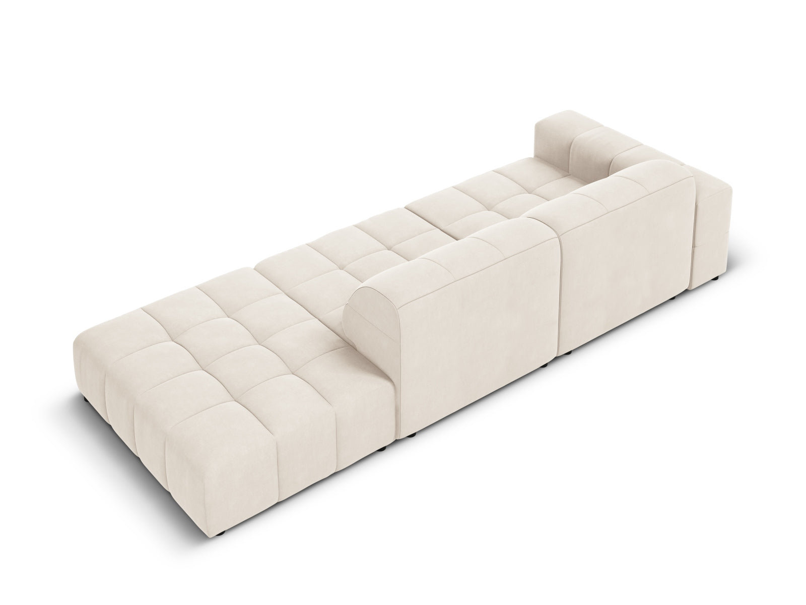 Chicago Velour Sofa rechts 3 Sitzer 102cm in Light Beige präsentiert im Onlineshop von KAQTU Design AG. L-Sofa rechts ist von Cosmopolitan Design