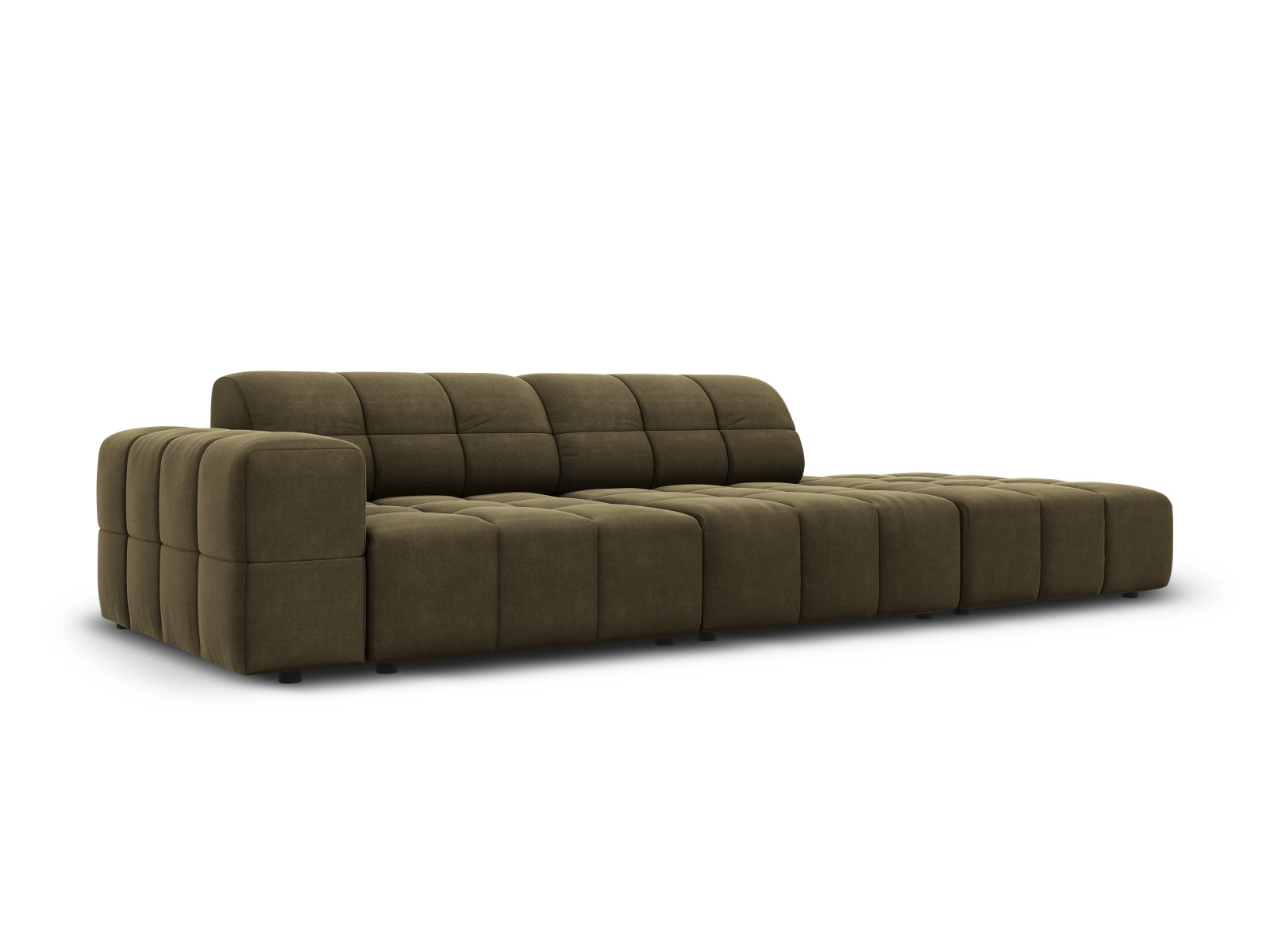 Chicago Velour Sofa rechts 3 Sitzer 102cm in Green präsentiert im Onlineshop von KAQTU Design AG. L-Sofa rechts ist von Cosmopolitan Design