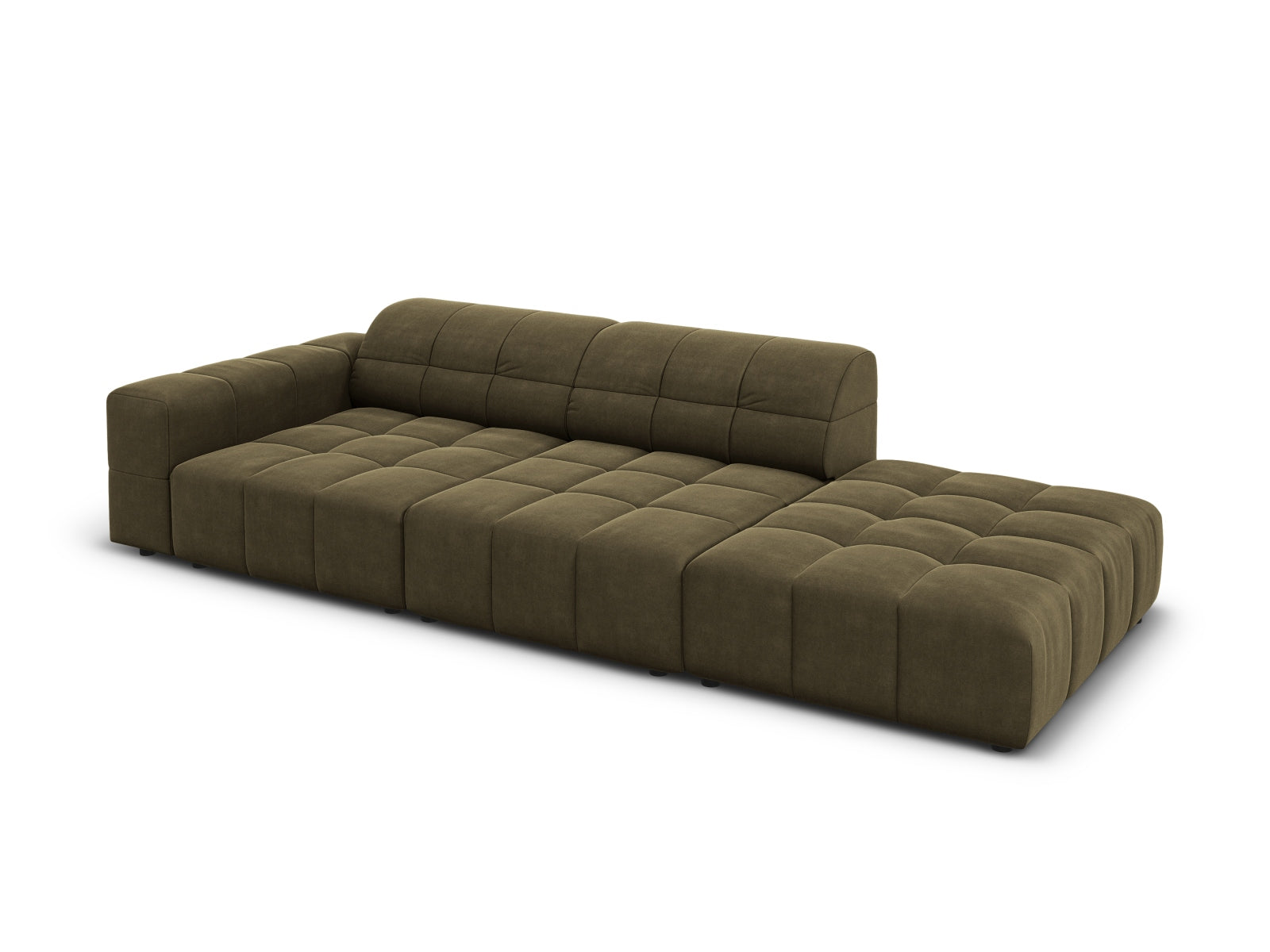Chicago Velour Sofa rechts 3 Sitzer 102cm in Green präsentiert im Onlineshop von KAQTU Design AG. L-Sofa rechts ist von Cosmopolitan Design
