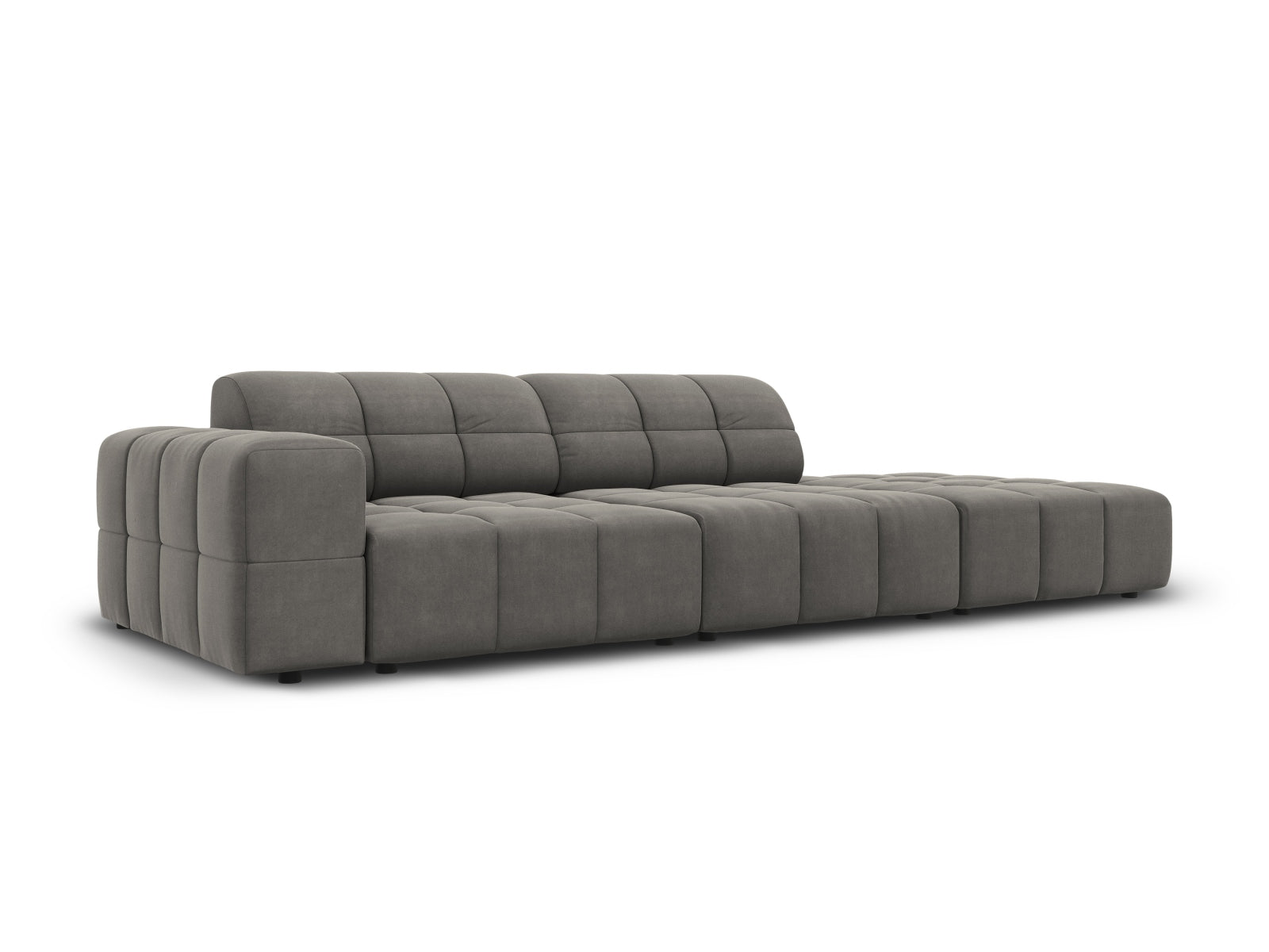 Chicago Velour Sofa rechts 3 Sitzer 102cm in Light Grey präsentiert im Onlineshop von KAQTU Design AG. L-Sofa rechts ist von Cosmopolitan Design