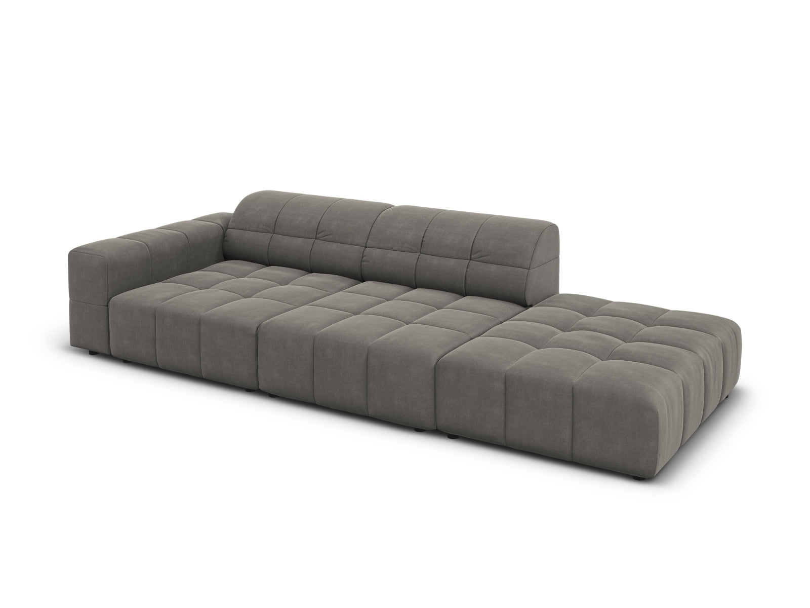 Chicago Velour Sofa rechts 3 Sitzer 102cm in Light Grey präsentiert im Onlineshop von KAQTU Design AG. L-Sofa rechts ist von Cosmopolitan Design