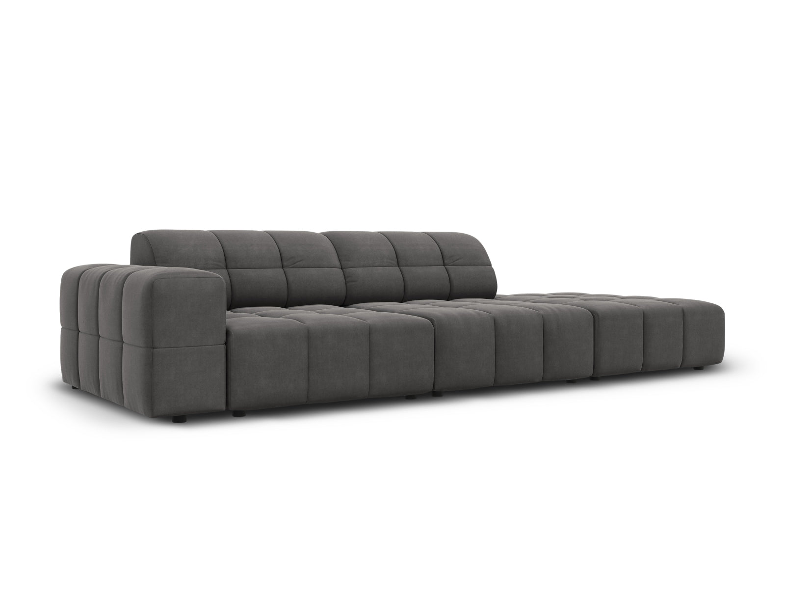 Chicago Velour Sofa rechts 3 Sitzer 102cm in Grey präsentiert im Onlineshop von KAQTU Design AG. L-Sofa rechts ist von Cosmopolitan Design