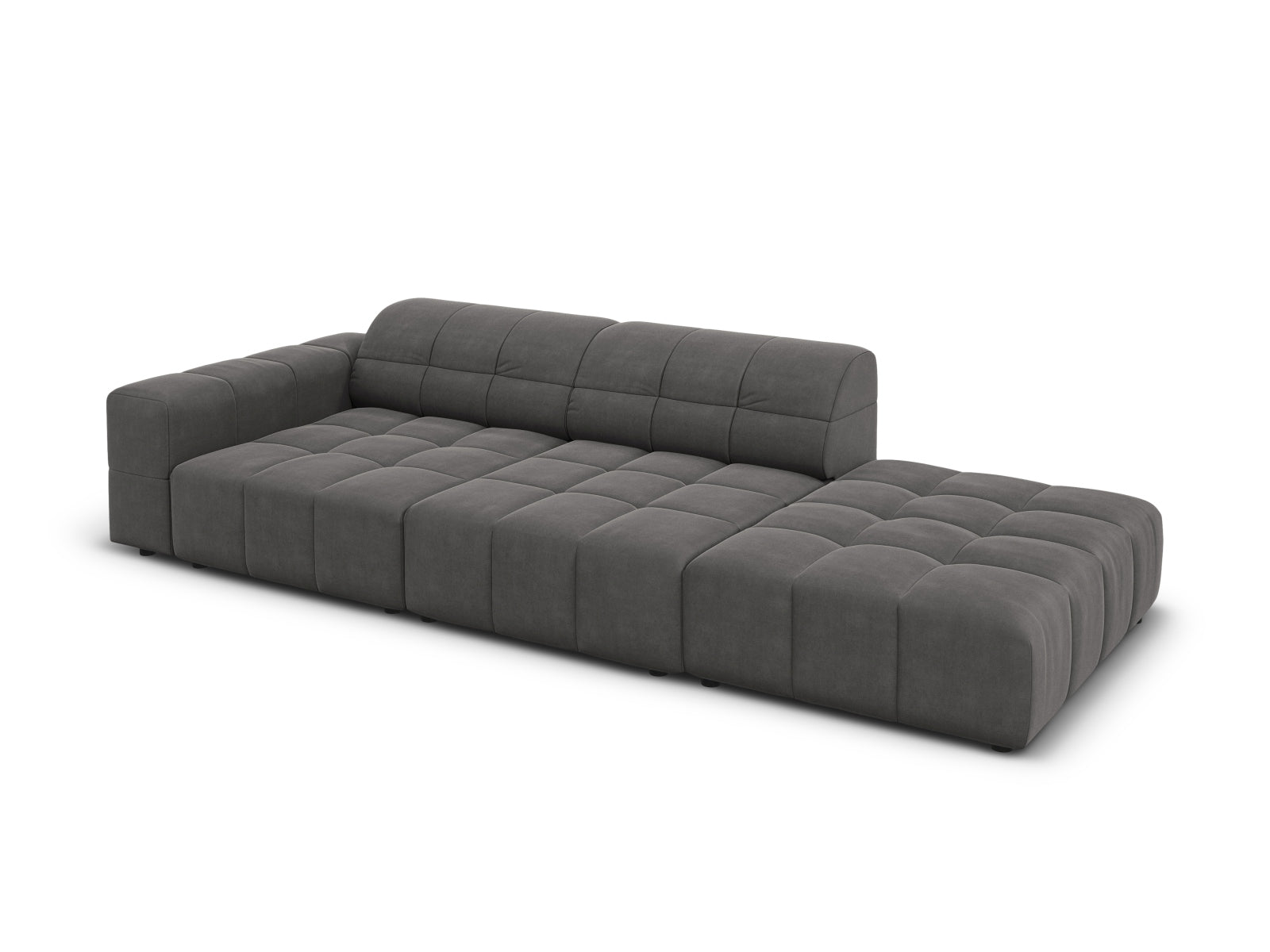 Chicago Velour Sofa rechts 3 Sitzer 102cm in Grey präsentiert im Onlineshop von KAQTU Design AG. L-Sofa rechts ist von Cosmopolitan Design