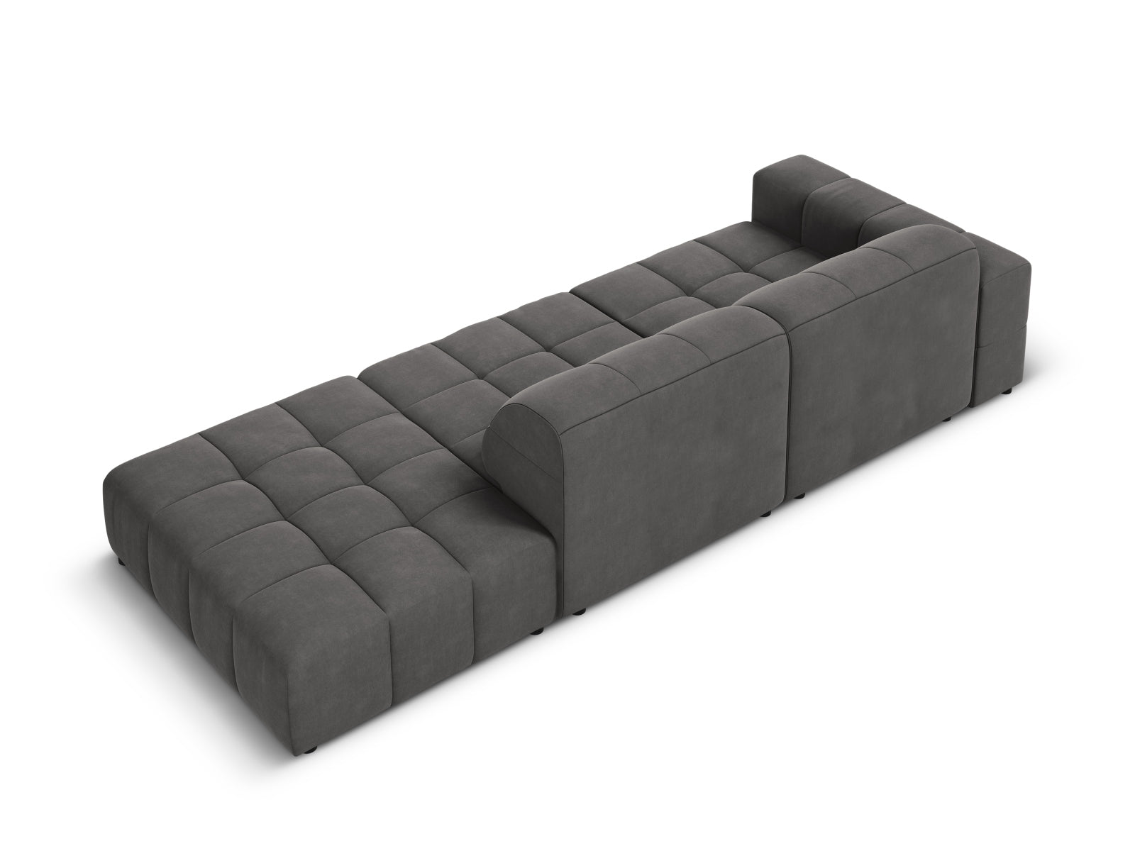 Chicago Velour Sofa rechts 3 Sitzer 102cm in Grey präsentiert im Onlineshop von KAQTU Design AG. L-Sofa rechts ist von Cosmopolitan Design