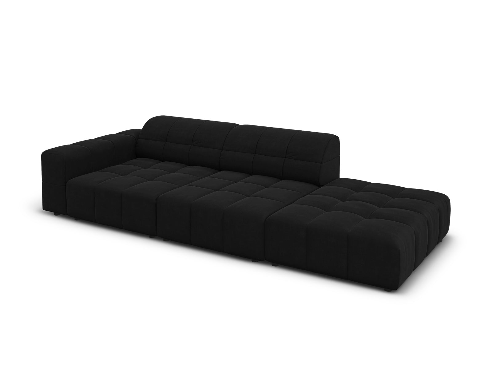 Chicago Velour Sofa rechts 3 Sitzer 102cm in Black präsentiert im Onlineshop von KAQTU Design AG. L-Sofa rechts ist von Cosmopolitan Design