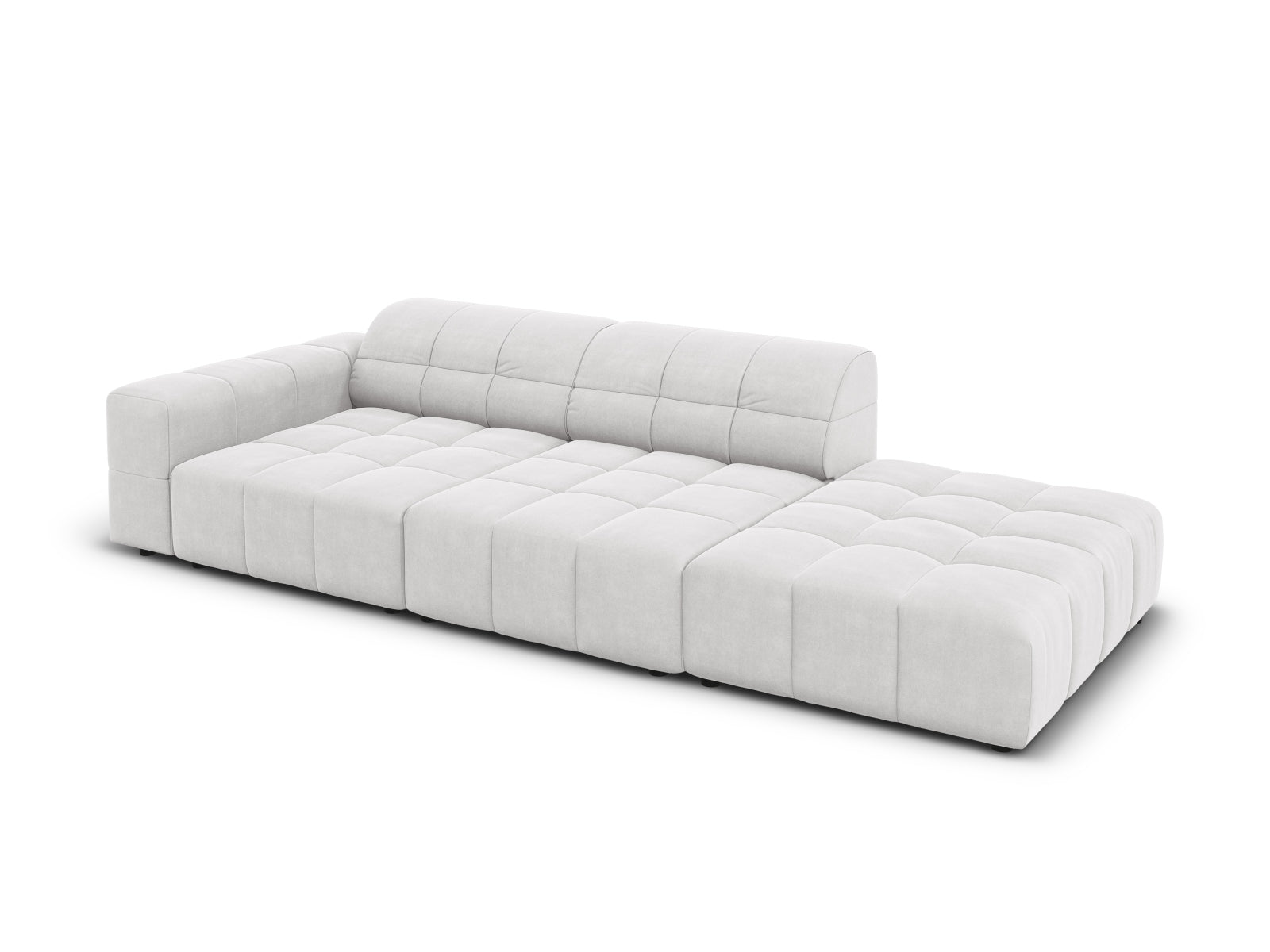 Chicago Velour Sofa rechts 3 Sitzer 102cm in Silver präsentiert im Onlineshop von KAQTU Design AG. L-Sofa rechts ist von Cosmopolitan Design