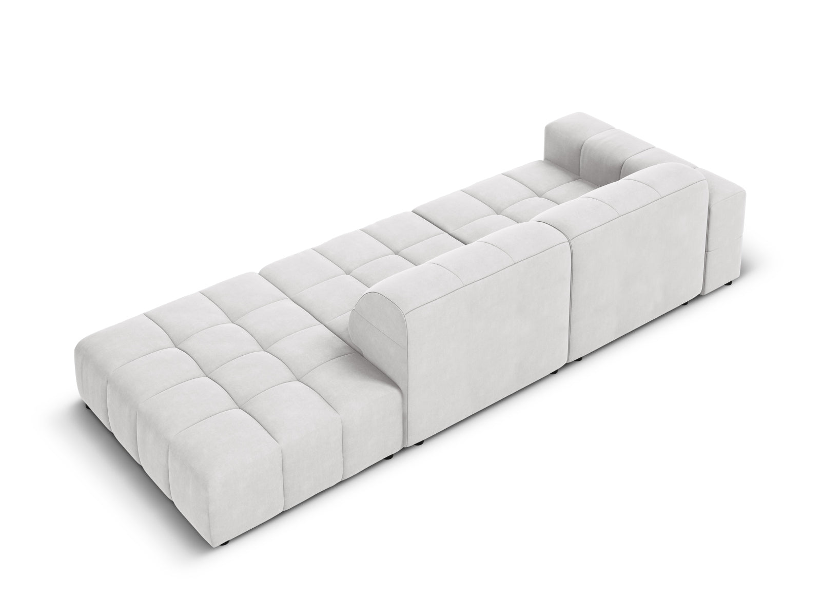 Chicago Velour Sofa rechts 3 Sitzer 102cm in Silver präsentiert im Onlineshop von KAQTU Design AG. L-Sofa rechts ist von Cosmopolitan Design