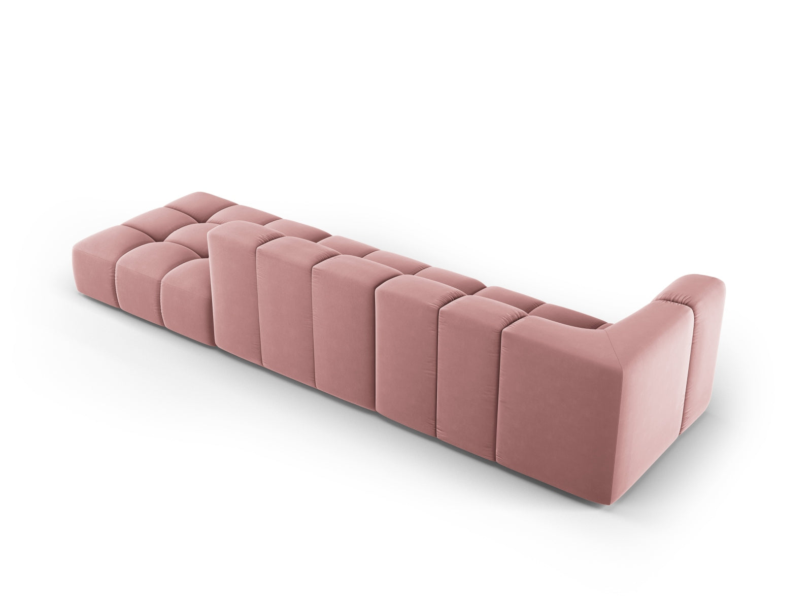 Modulares 4-Sitzer Sofa Moritz in stilvollem Pink-Bluvel, perfekt für zeitgemäße Wohnkonzepte von Cosmopolitan Design.