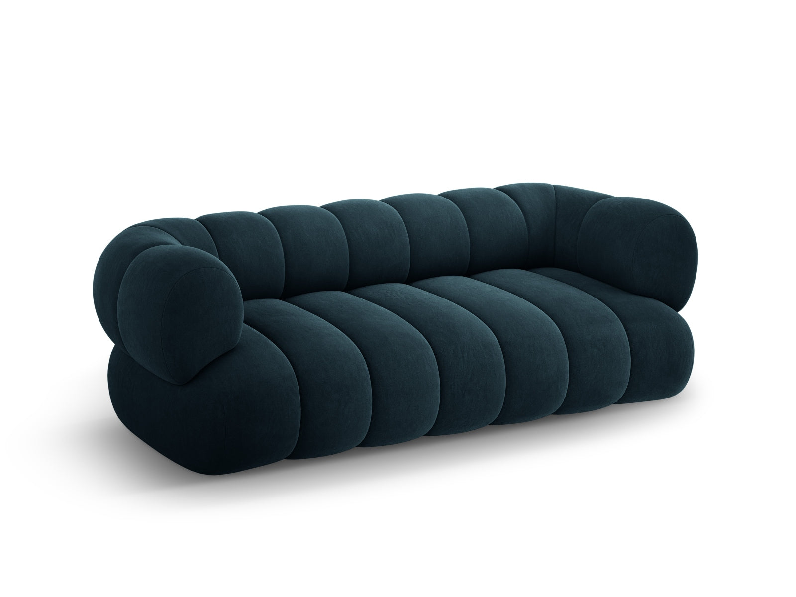 Stilvolles 3-Sitzer Sofa Koge aus Velours in tiefem Petrol, perfekt für moderne Wohnkonzepte und gemütliche Atmosphäre.