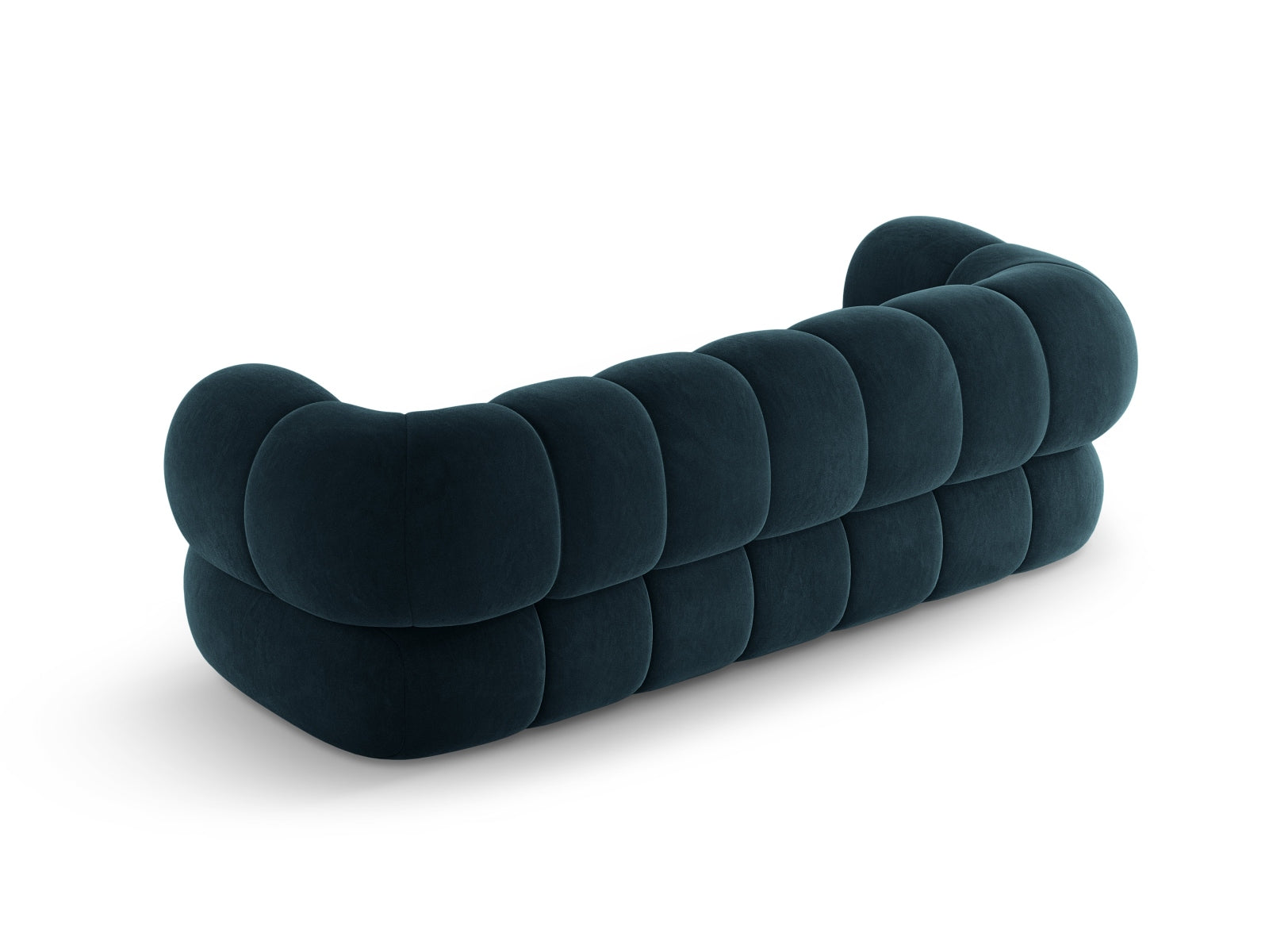 Elegantes 3-Sitzer Sofa Koge in luxuriösem Velours, tiefes Petrol, ideal für stilvolle Wohnräume und entspannte Abende.